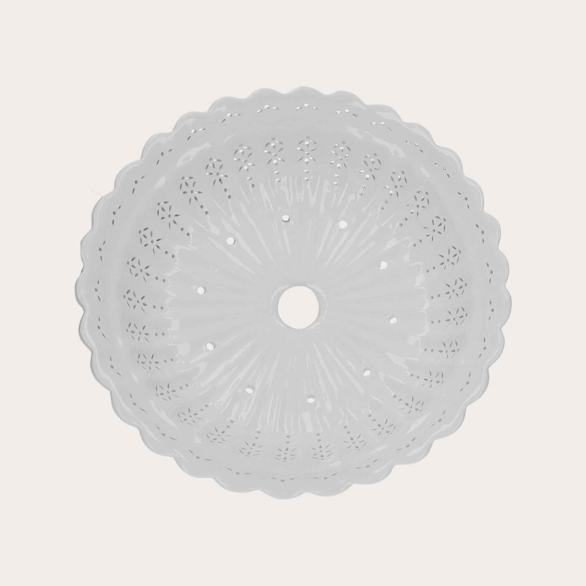 Paralume Rotondo 42 cm in Ceramica Bianca Traforata