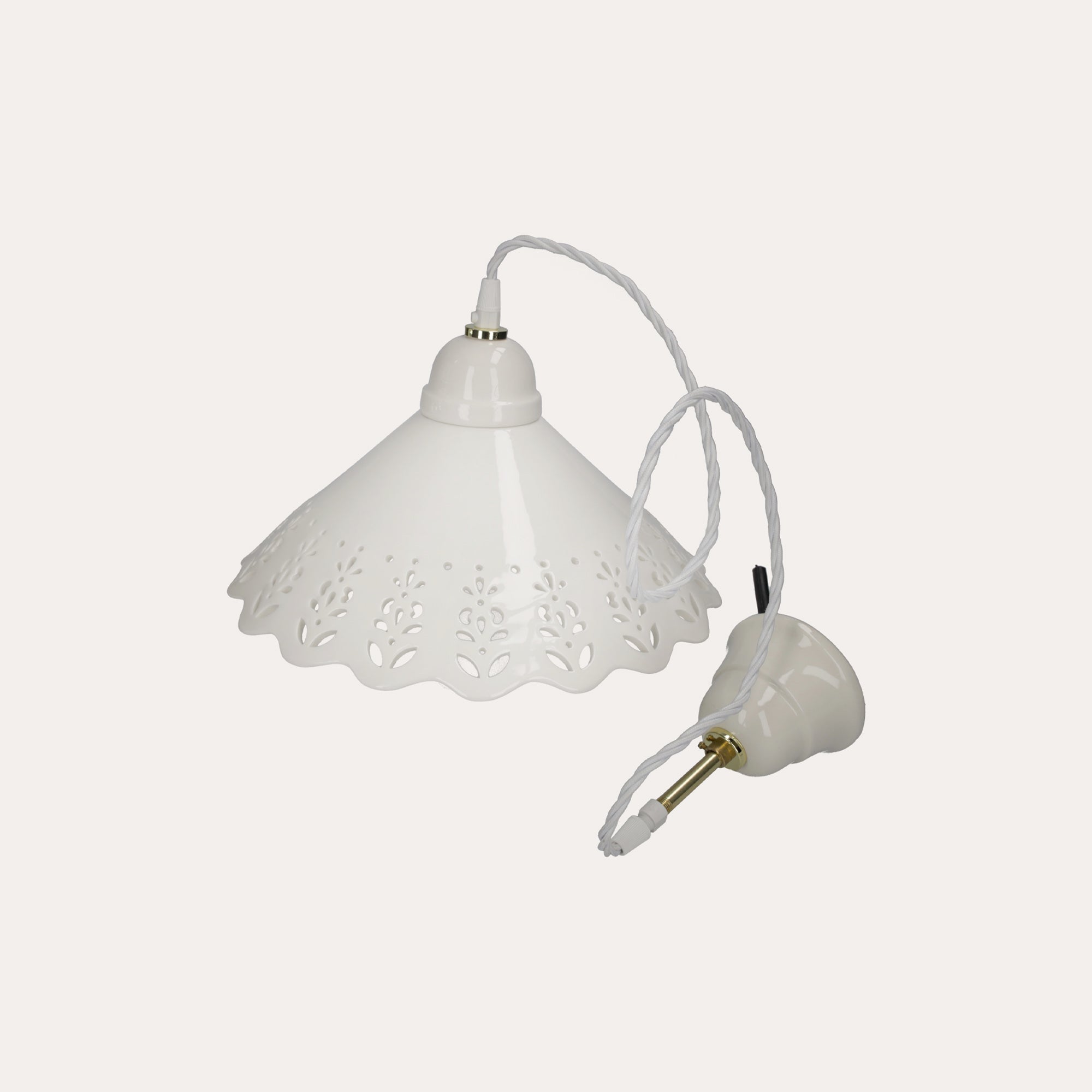 Lampadario Rustico in Ceramica Bianca con Treccia Ø 30 cm