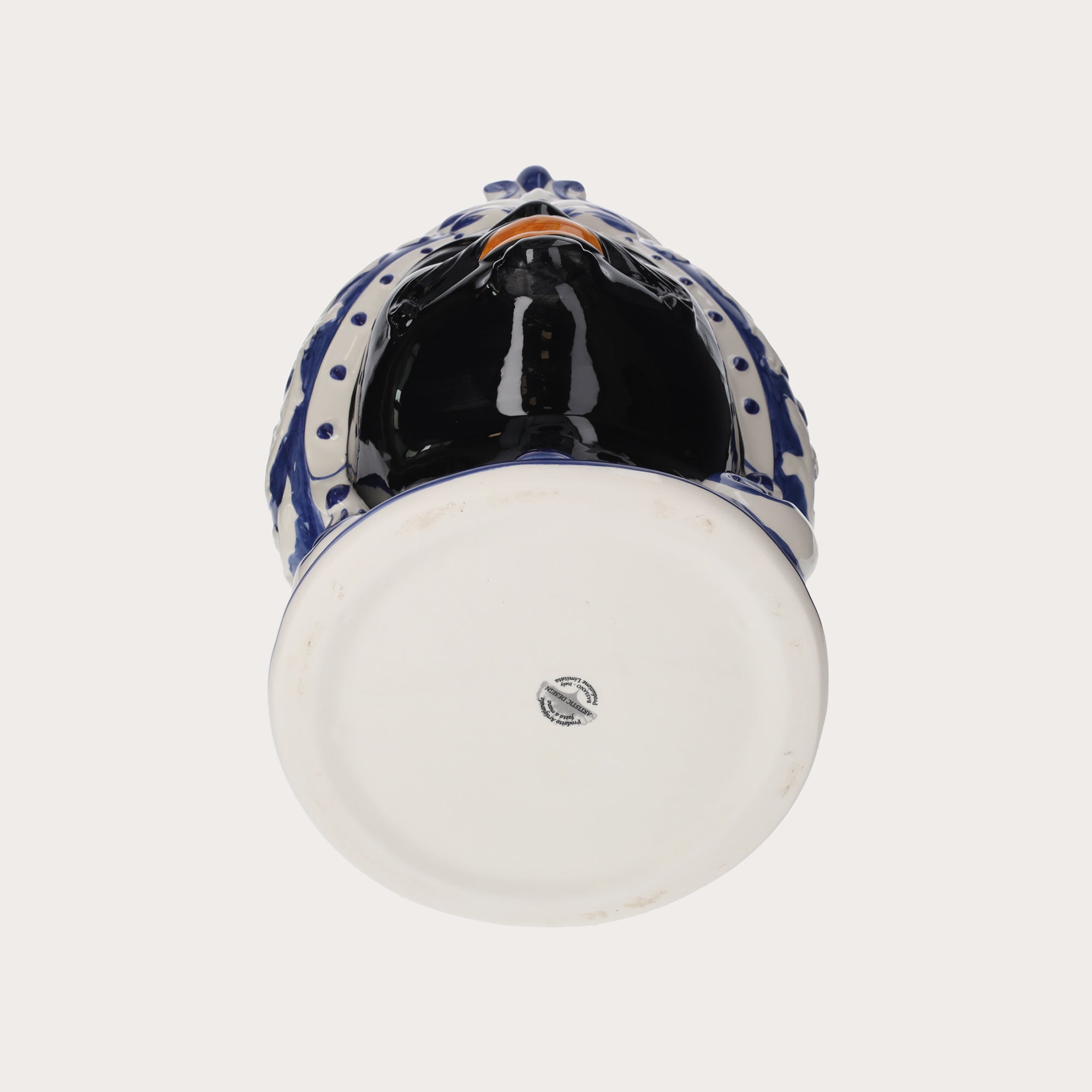 Vaso Testa di Moro Uomo Grande in Ceramica Blu h. 47 cm