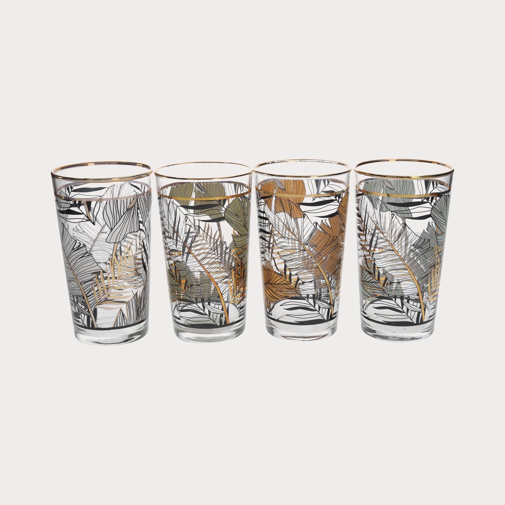 Set di 4 Bicchieri in Vetro Trasparente con Decorazioni Oro