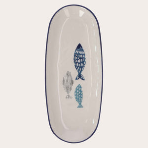 Ovalina in Ceramica con Pesci Azzurri e Blu – Piatto Ovale Decorativo o da Portata