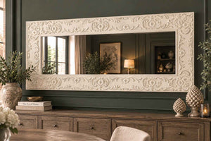 Specchio da Parete Bianco in Legno 60x150 cm
