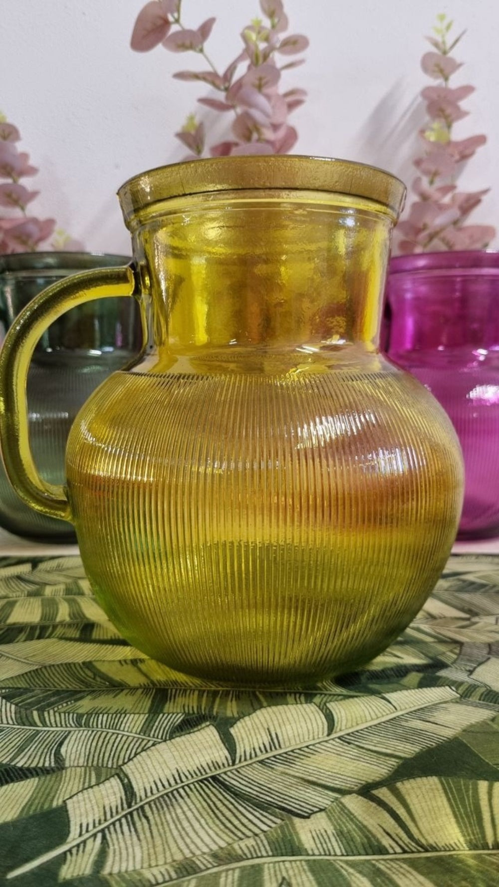 Brocca da Tavola in Vetro riciclato, colore Giallo H. 20 cm