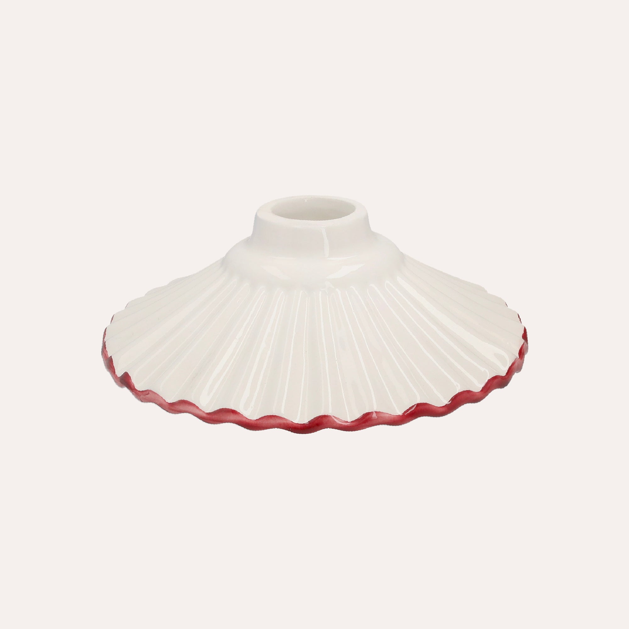Paralume in Ceramica Bianca con Bordo Rosa Ø 20 cm