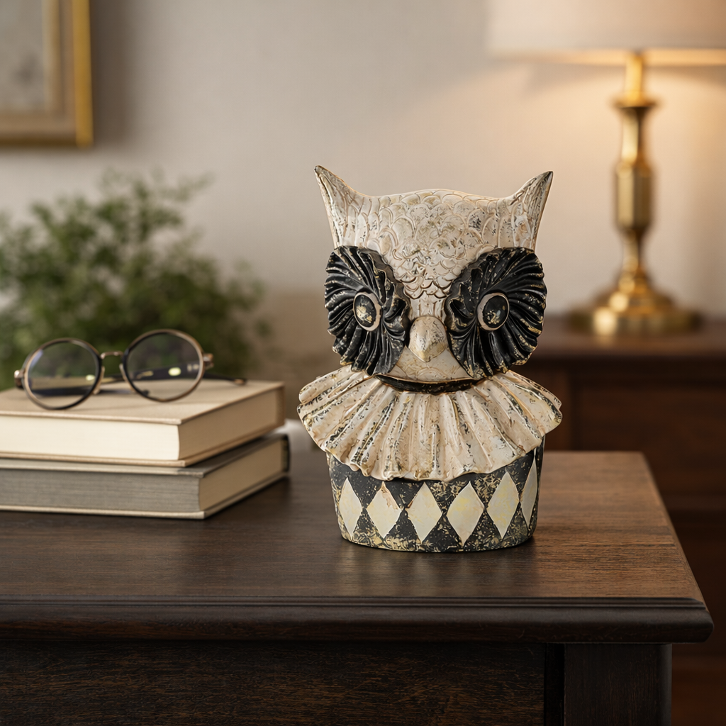 Busto Civetta Decorativo in Resina H20x25 cm