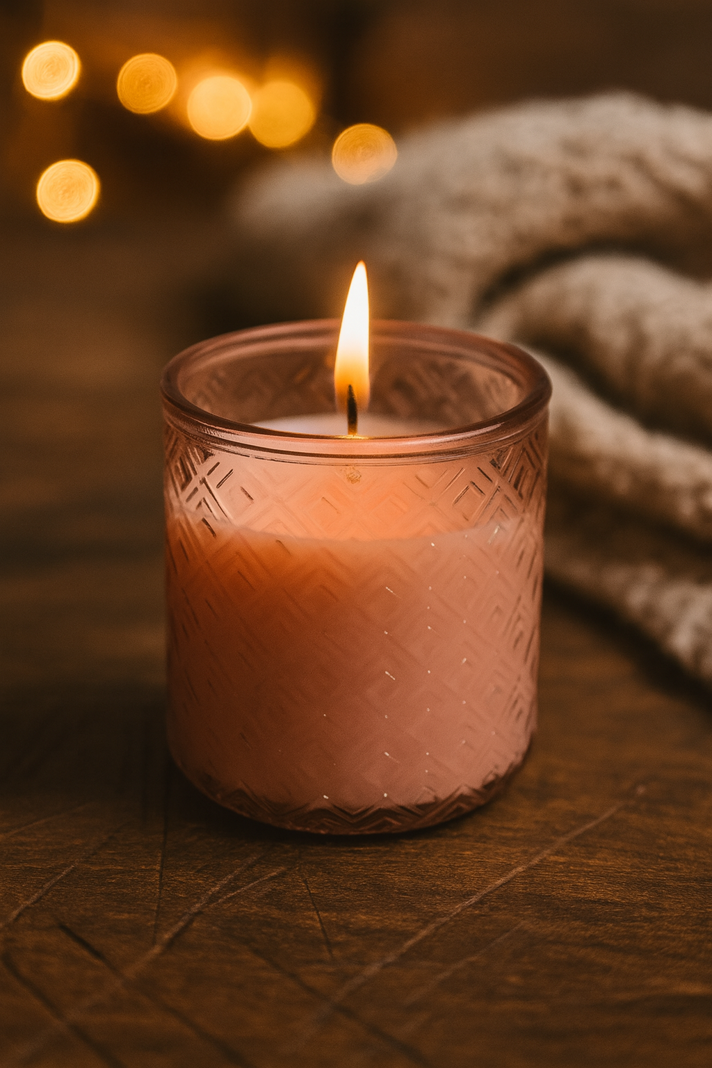 Recycled Glass Candle Pink Berries Scent