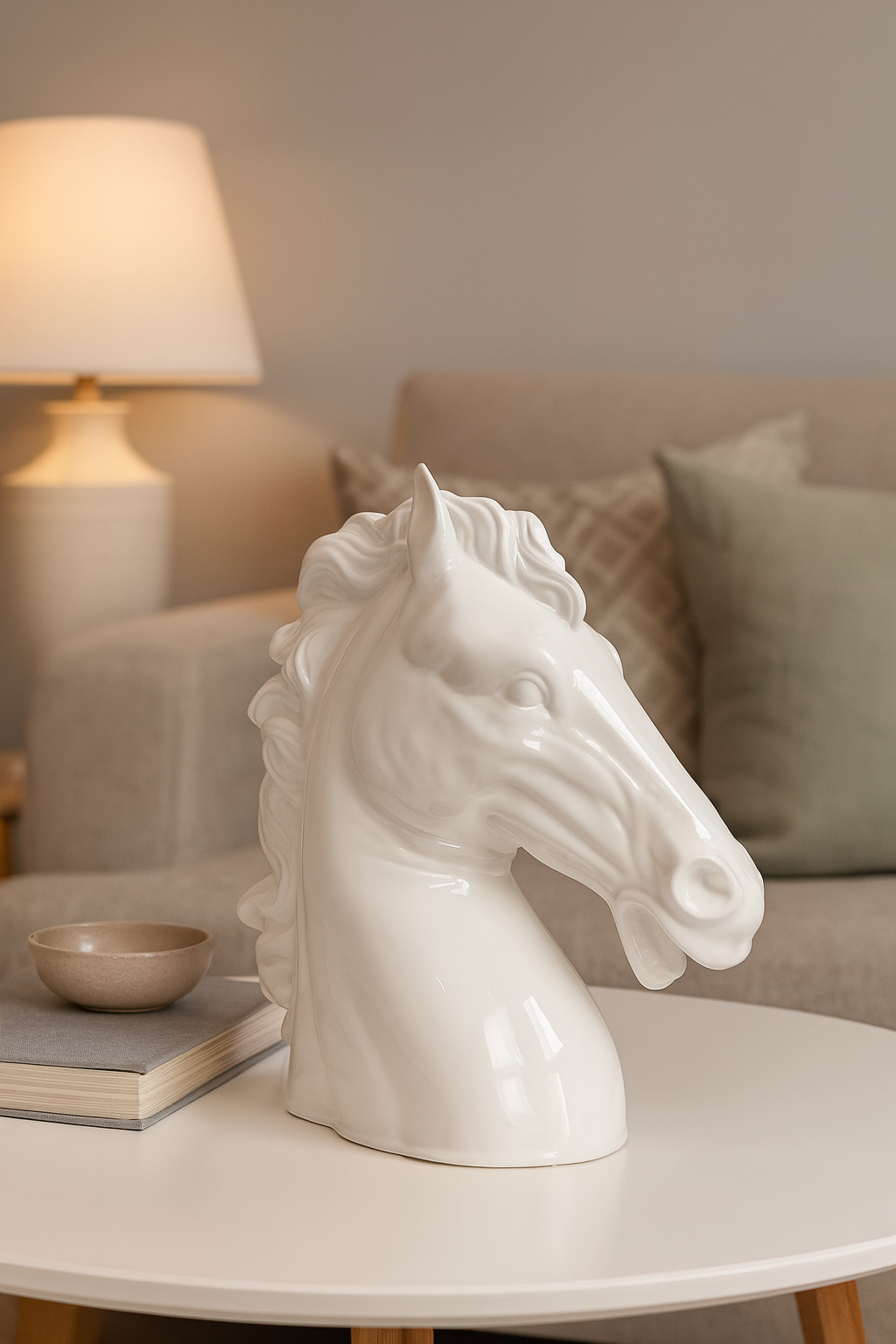 Testa Cavallo in Ceramica Bianca H. 50 cm