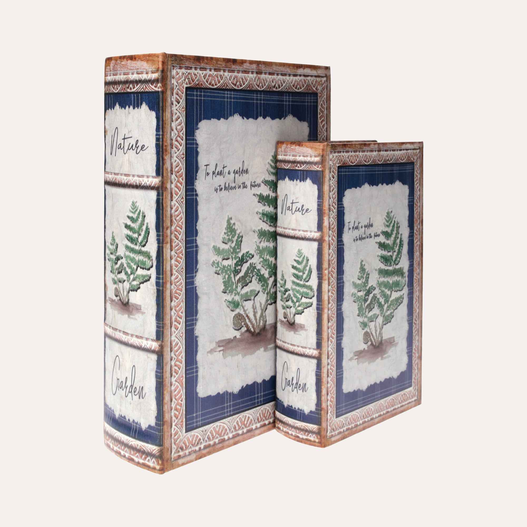 Scatole Libro in Legno con Rappresentazione della Natura