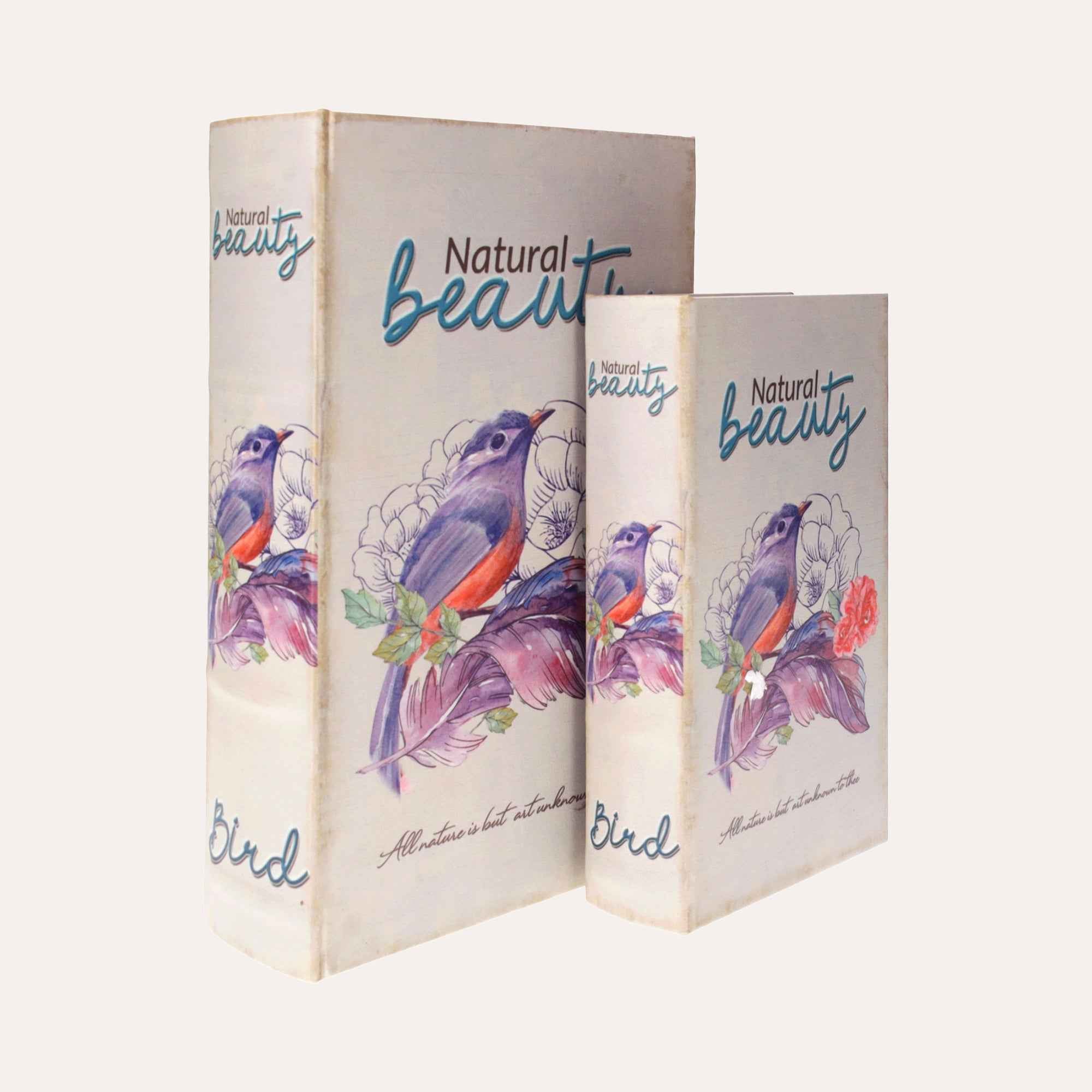 Set di Scatole Libro con Uccellino Viola per Organizzazione