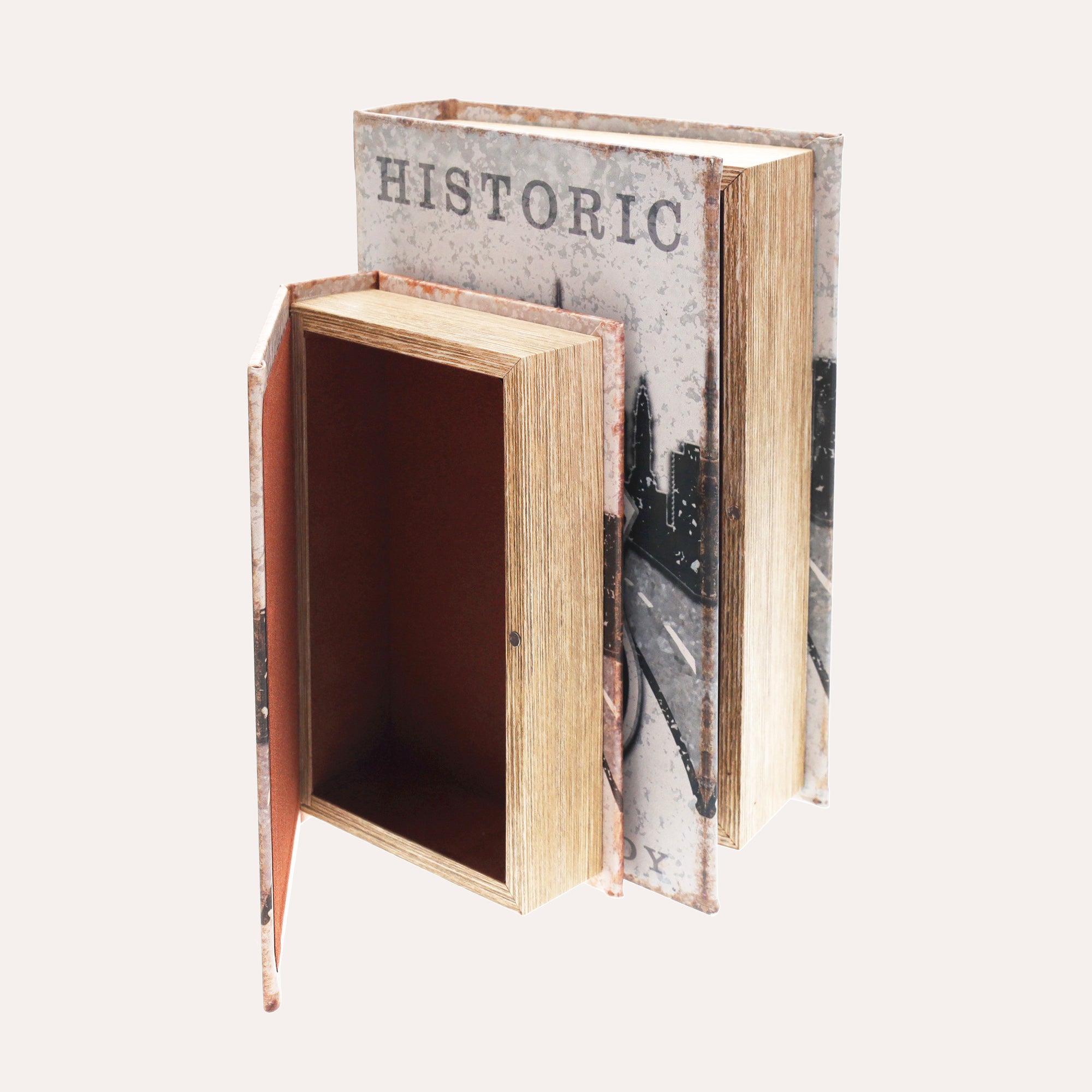 Set Di Due Scatole Libro "route 66" In Mdf