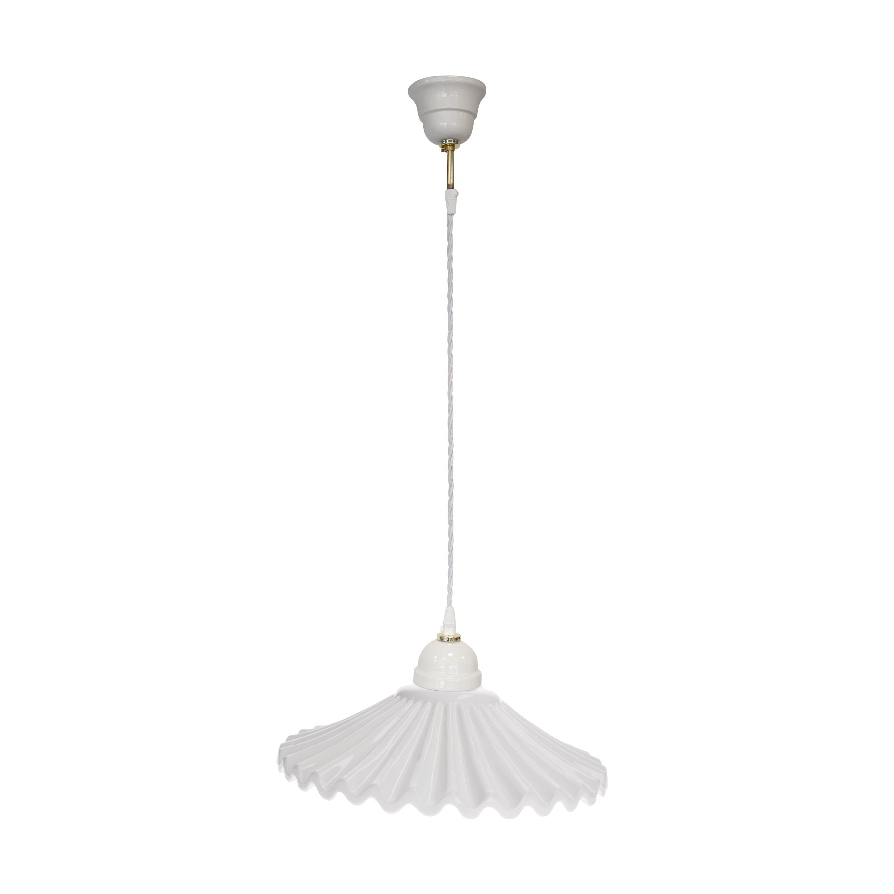 Lampadario Rustico Ceramica Bianca con Treccia Ø 30 cm
