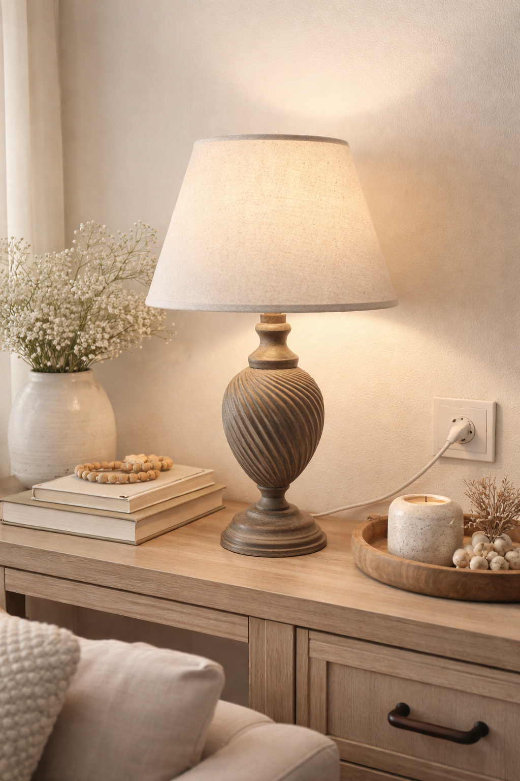 Twisted Lamp with Lampshade