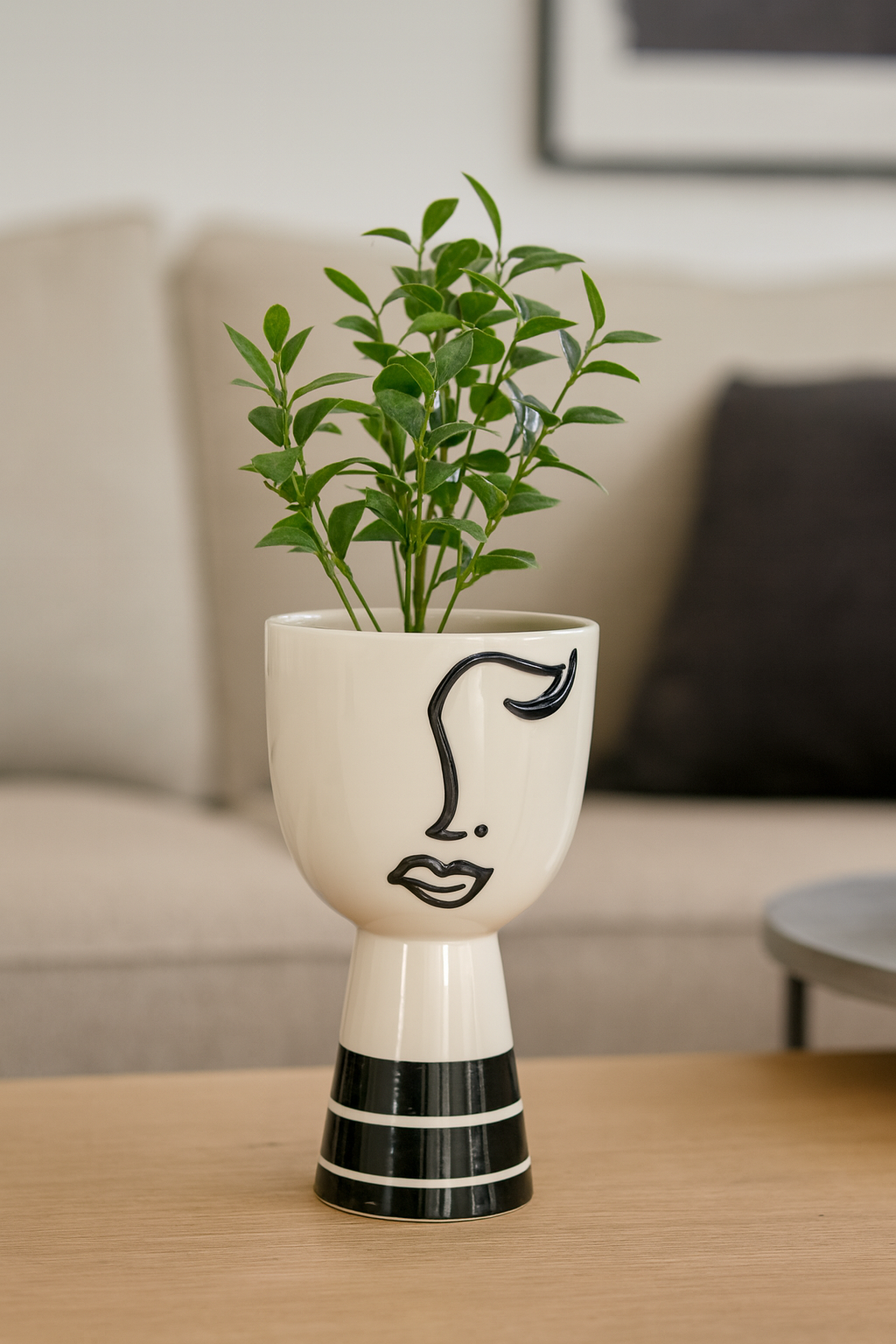 Abstract Head Shaped Ceramic Vase with Eye