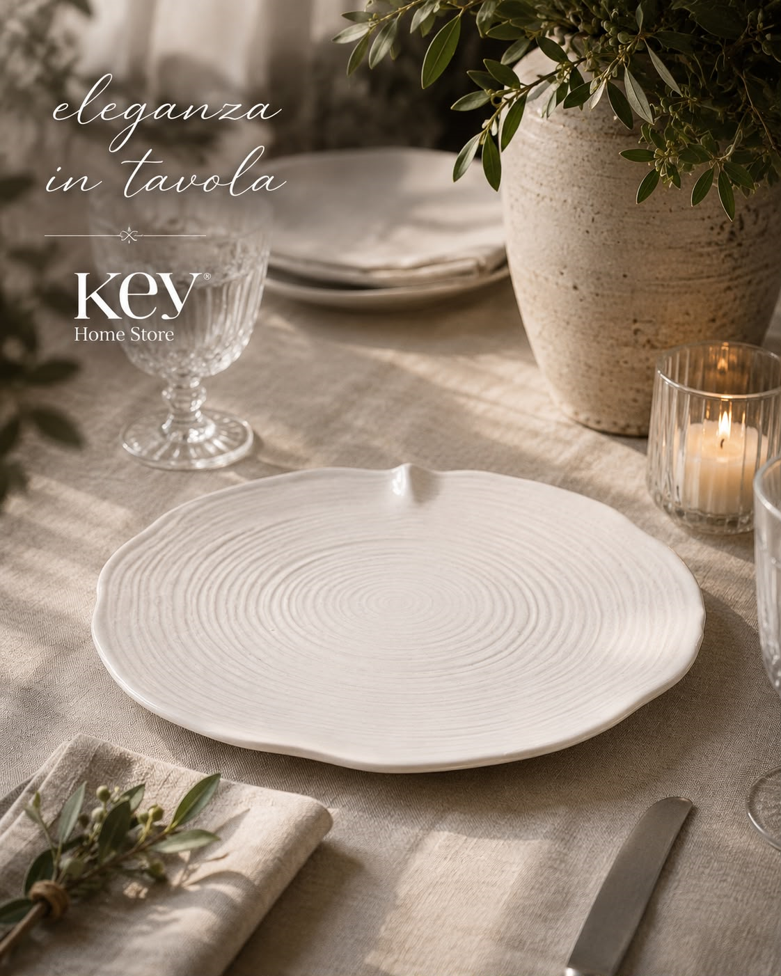 Large White Ceramic Serving Plate 41cm H.4cm