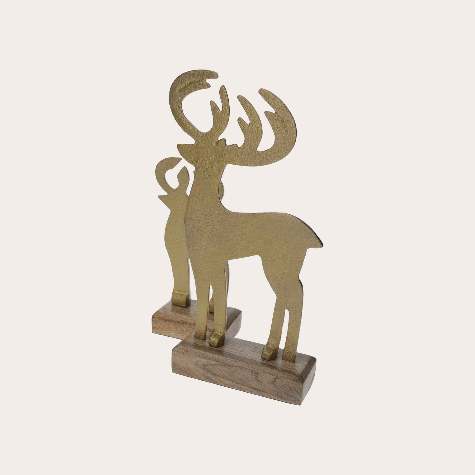 Cervi Dorati Decorativi su Base in Legno