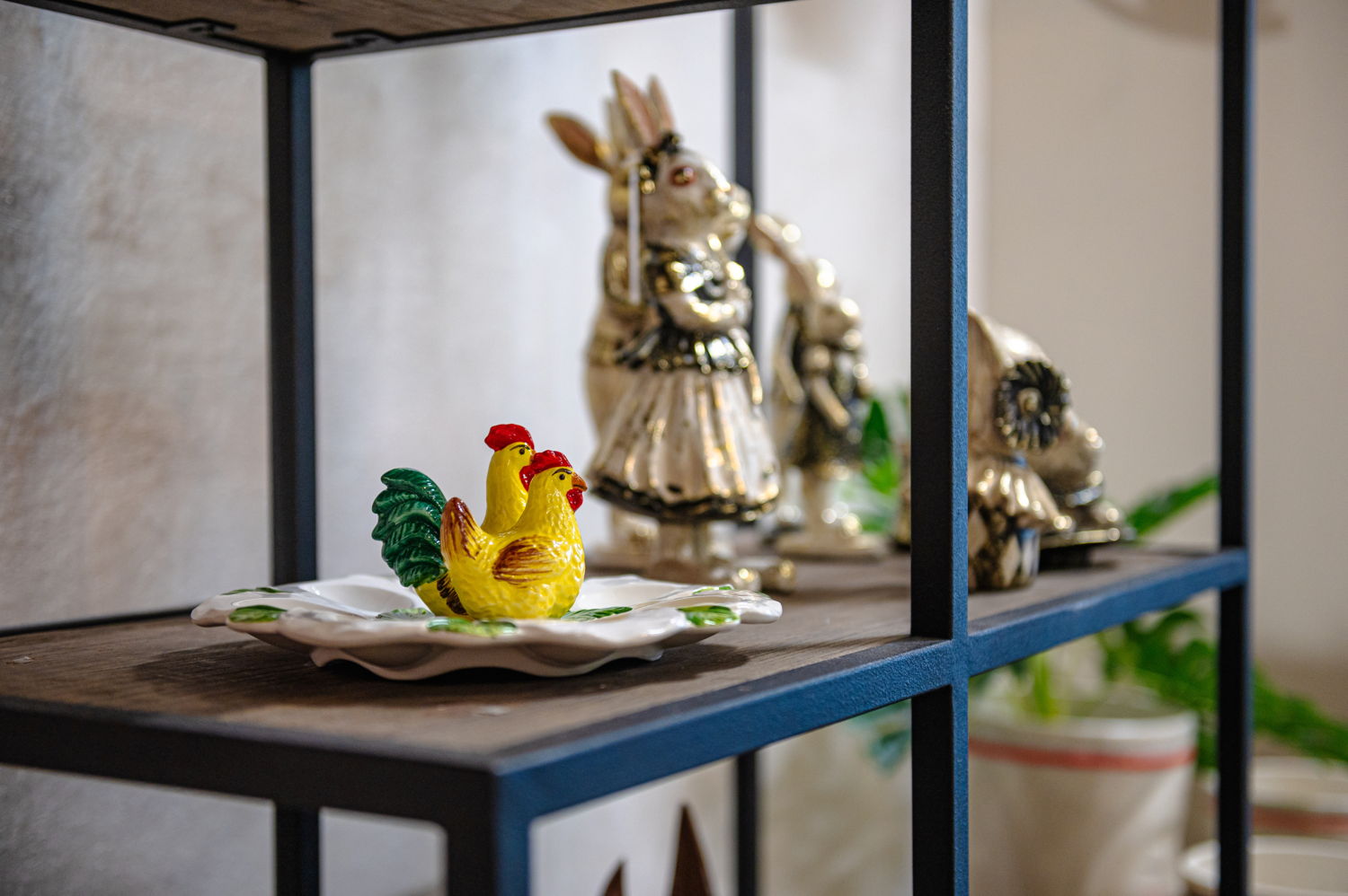Portauova in ceramica “Family” con galline gialle D24xH11 cm
