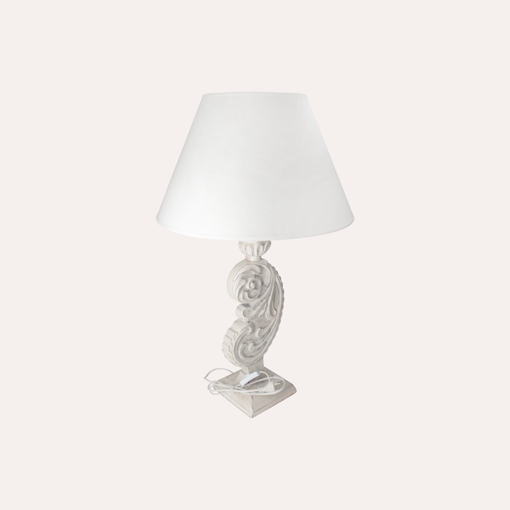 Shabby Chic Lamp with Pickled Wood Base