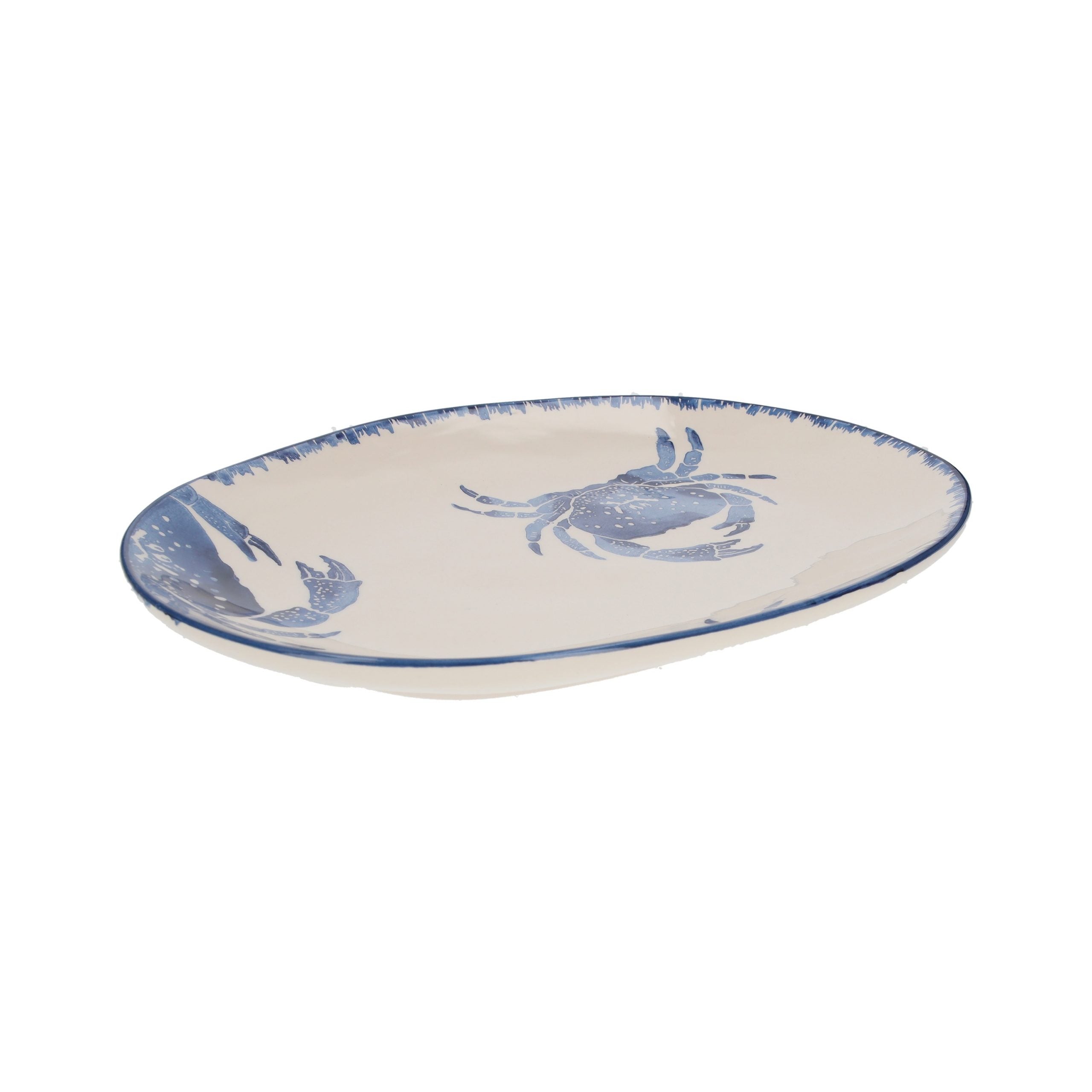 Vassoio Ovale in Ceramica con Granchio Blu