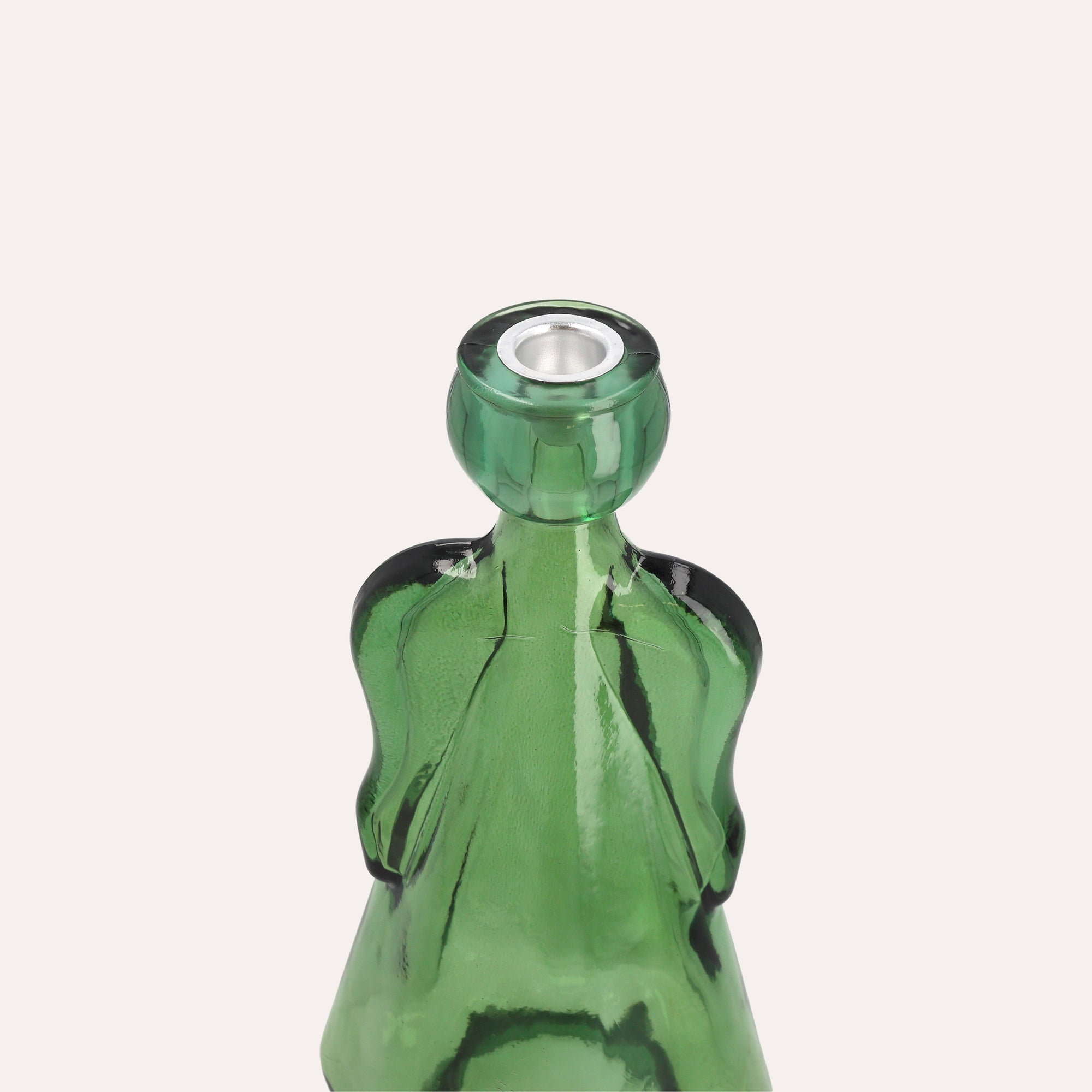 Angelo in Vetro con Porta Candela Verde (10x8x24cm)