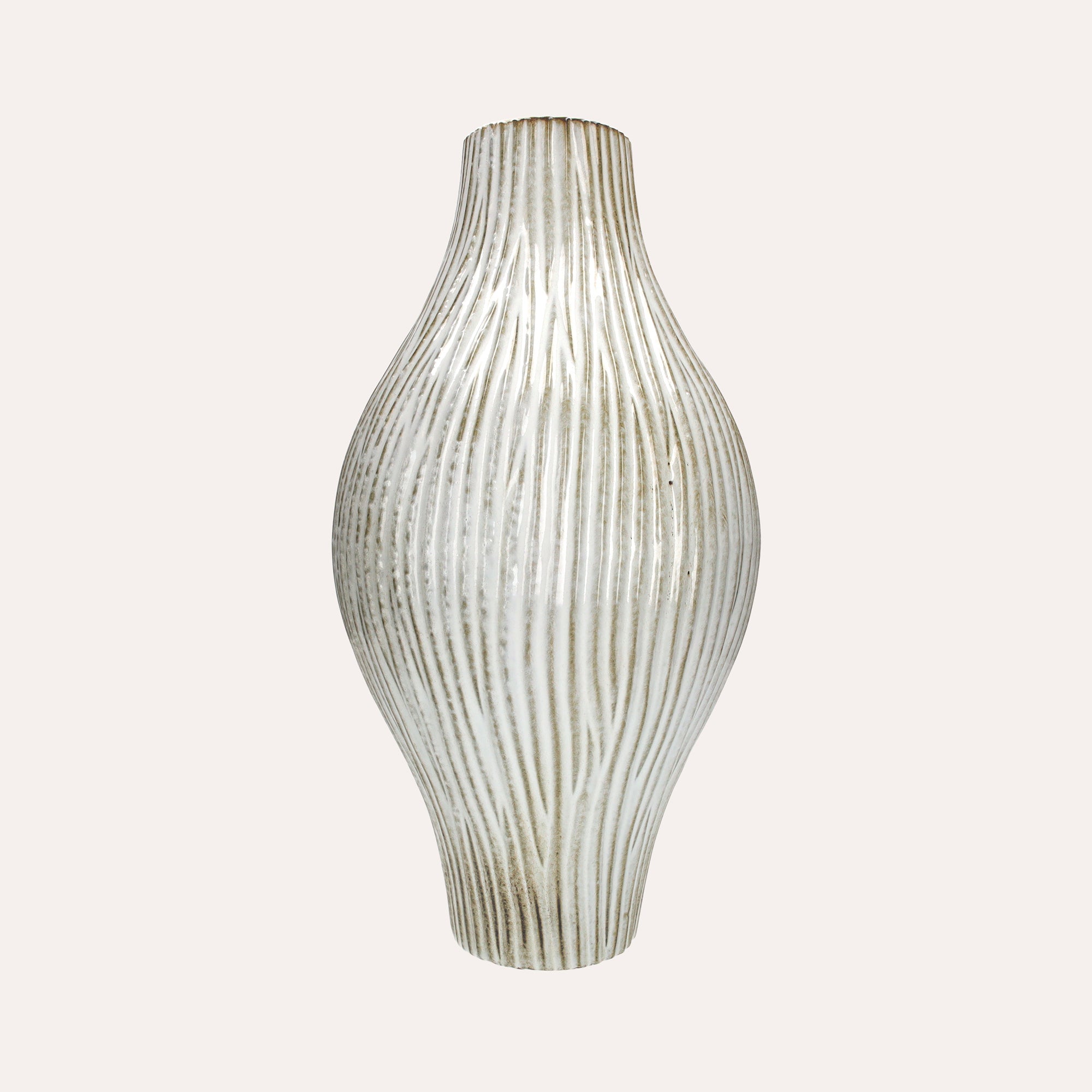 Vaso in Ceramica Avorio e Oliva
