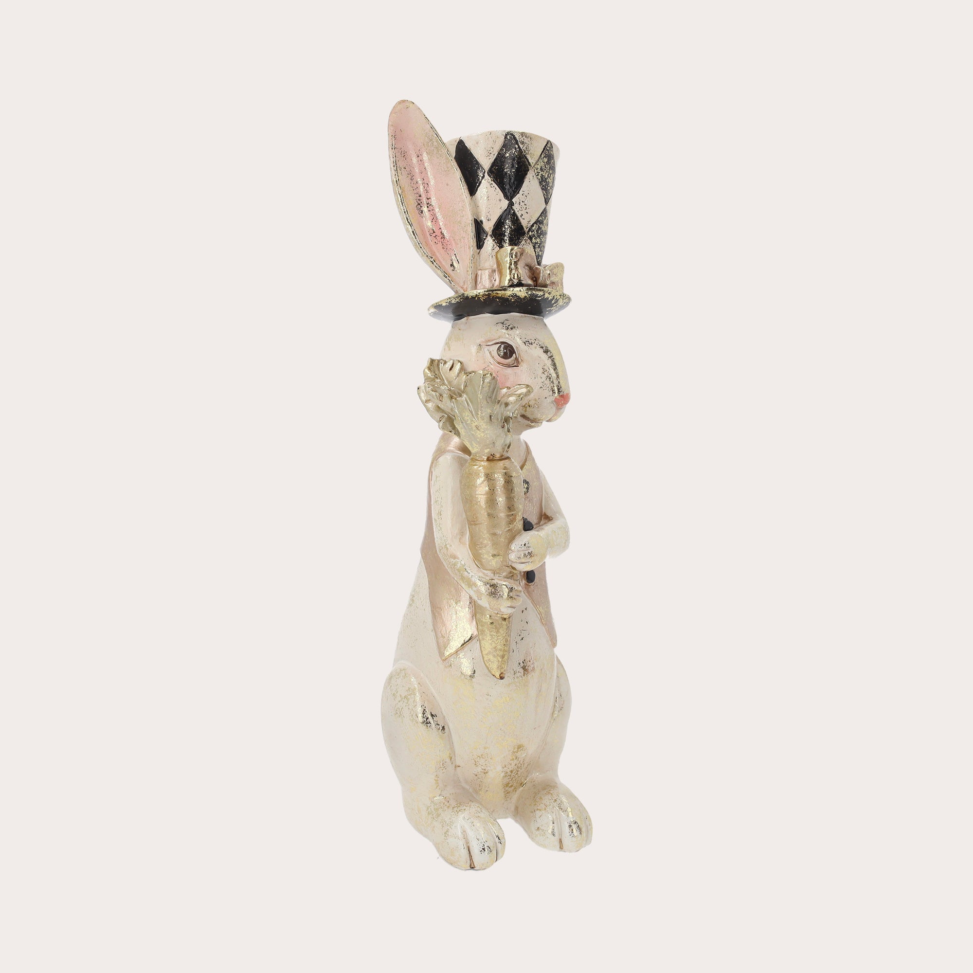 Statuina Coniglio in Resina con Carota H. 38,5 cm