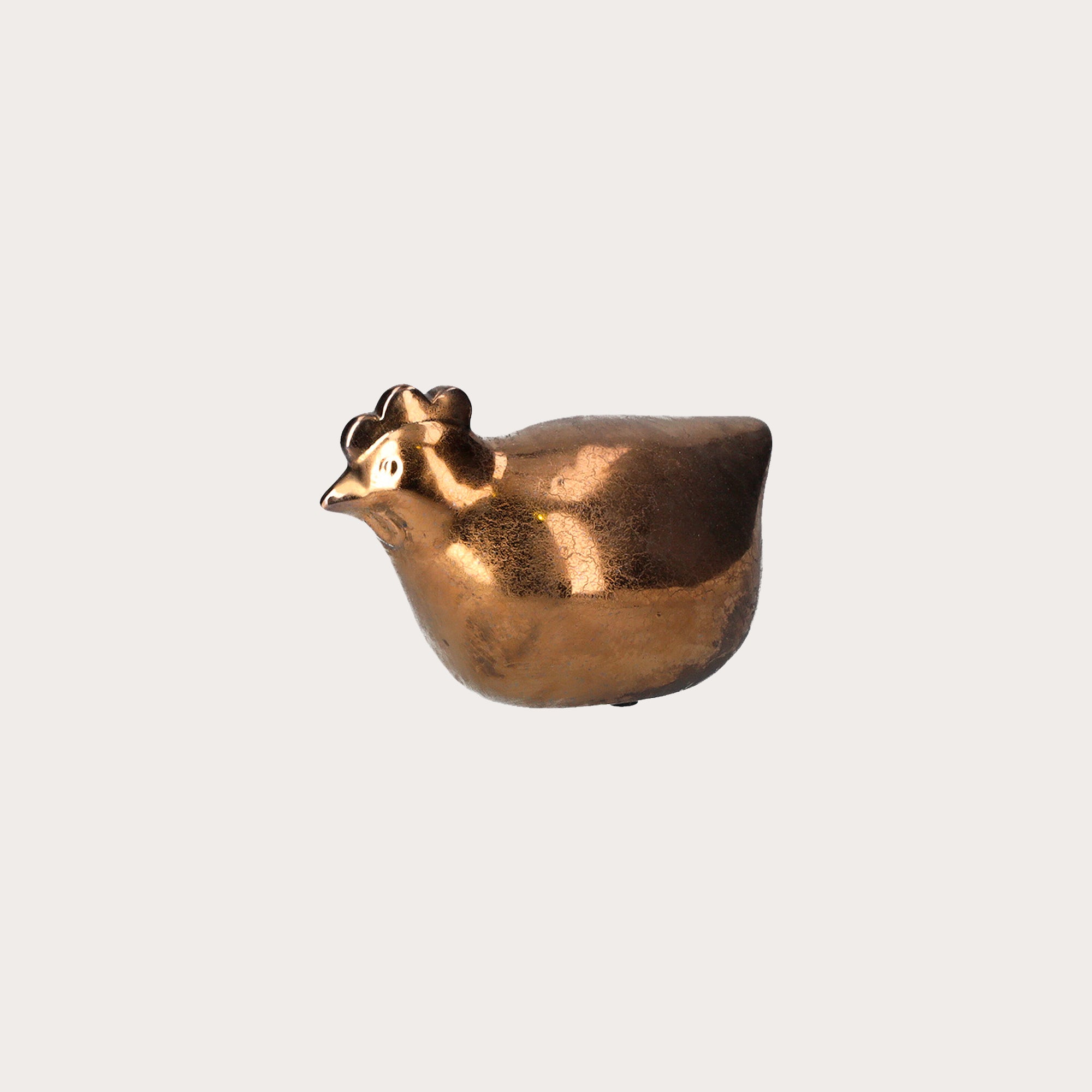 Chioccia in Ceramica Dorata con Effetto Antichizzato