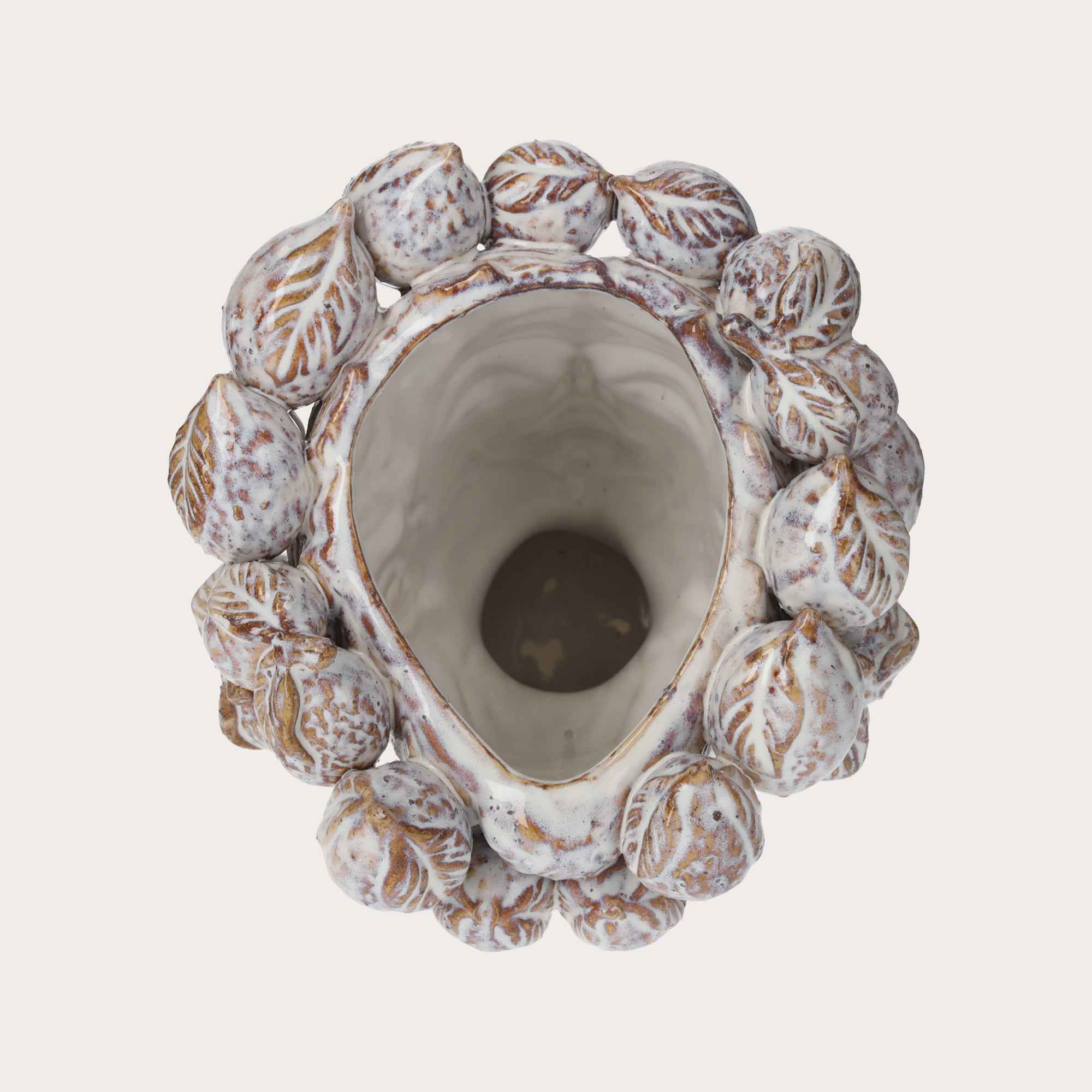 Vaso Testa in Ceramica Artigianale Bianco con Limoni – Arredo Casa e Giardin0