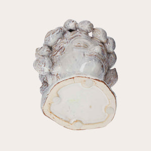 Vaso Testa in Ceramica Artigianale Bianco con Limoni – Arredo Casa e Giardin0