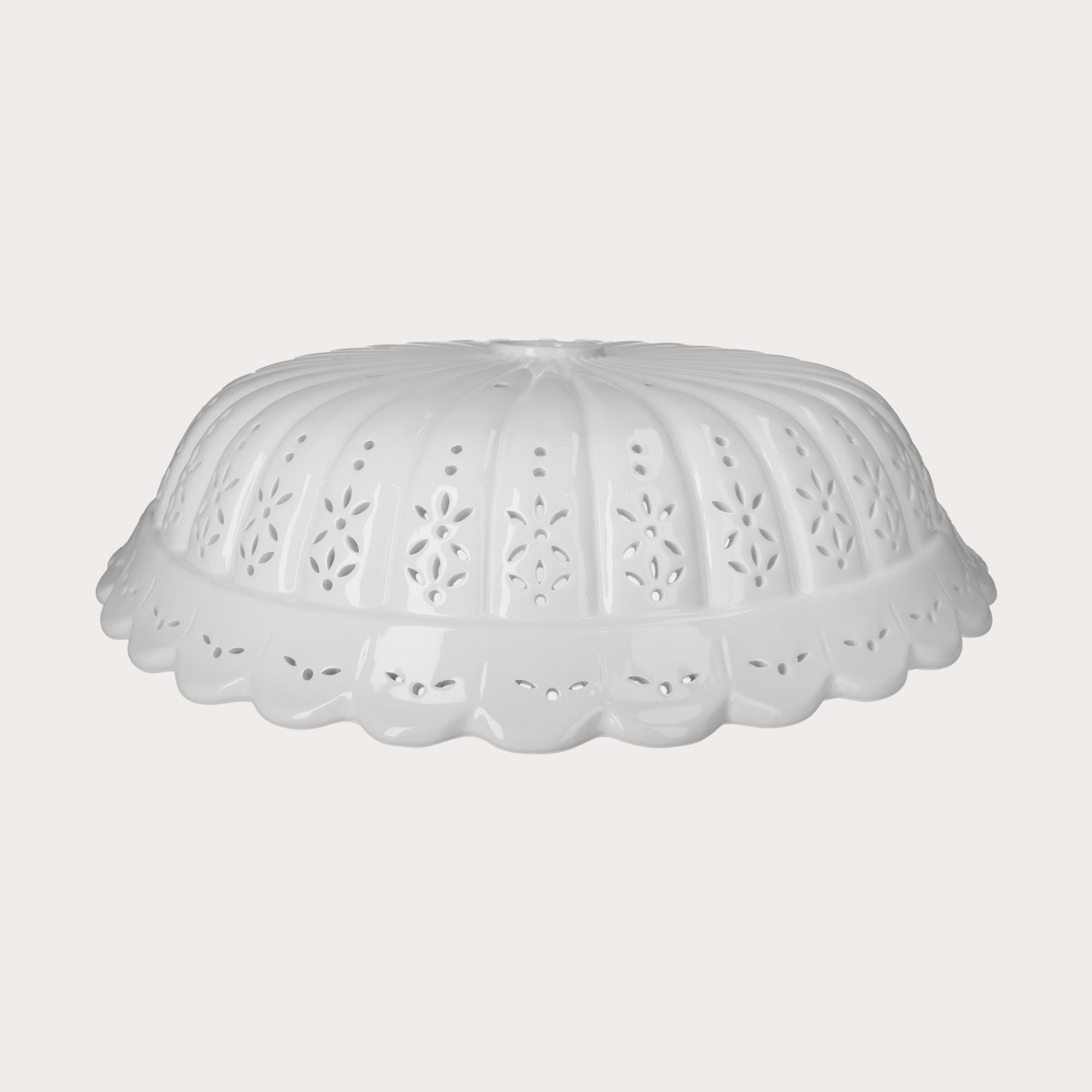 Paralume Rotondo 42 cm in Ceramica Bianca Traforata