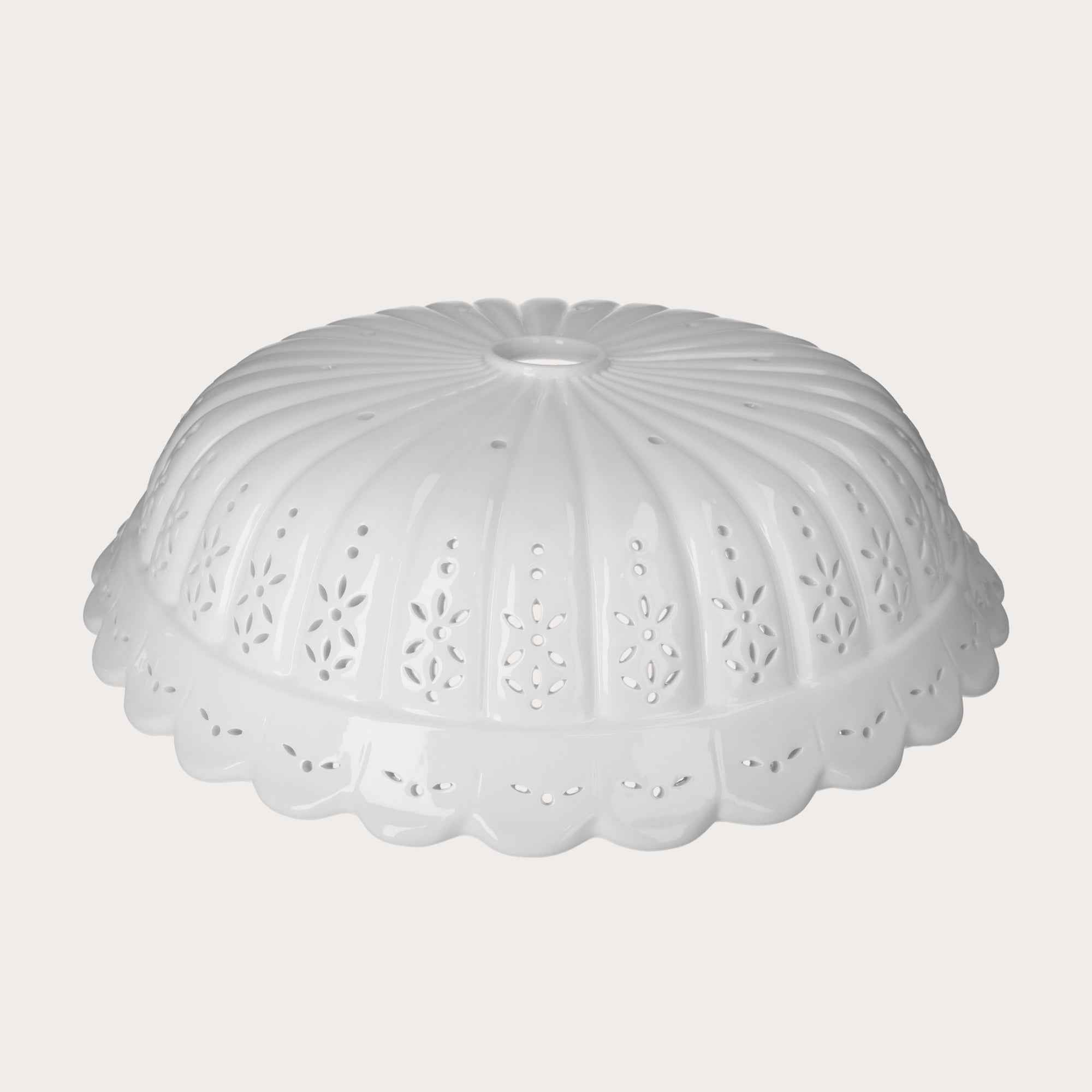 Paralume Rotondo 42 cm in Ceramica Bianca Traforata