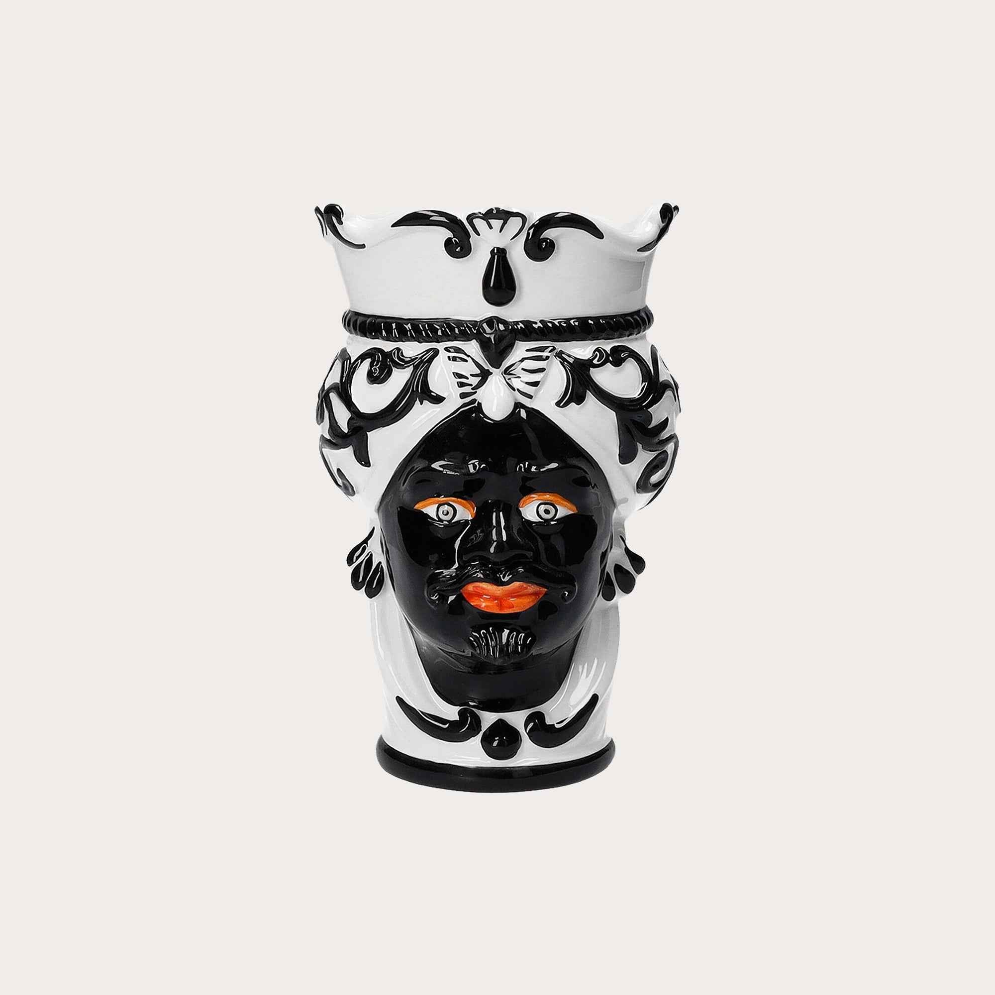 Vaso Testa di Moro Uomo in Ceramica Nera – Vaso Decorativo Artigianale