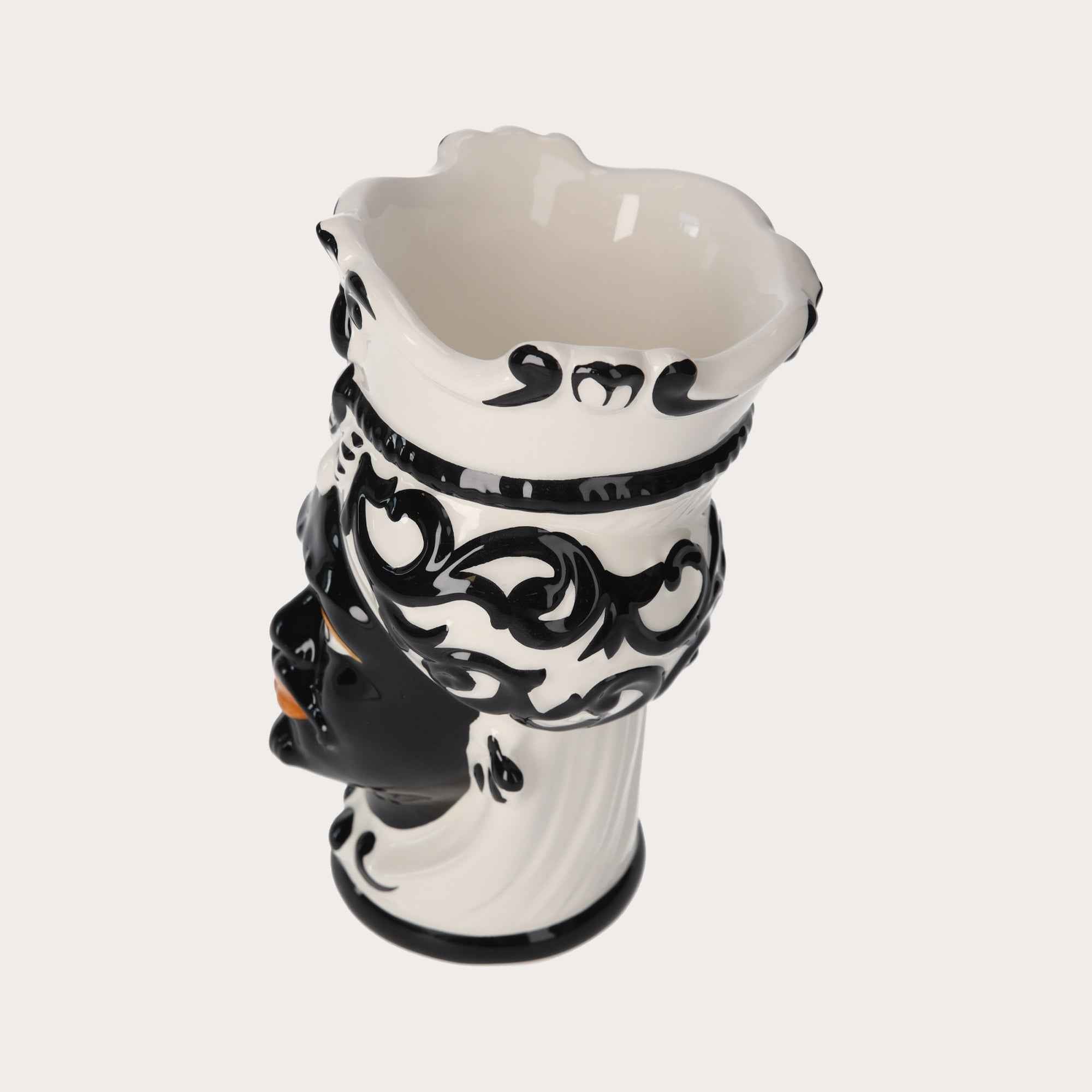 Vaso Testa di Moro Uomo in Ceramica Nera – Vaso Decorativo Artigianale