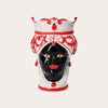 Small Red Ceramic Moorish Head Woman Vase