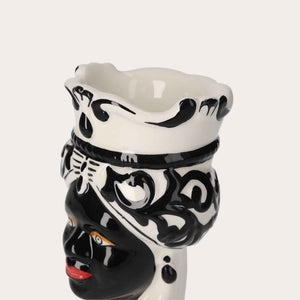 Vaso Testa di Moro Piccolo in Ceramica Nera – Artigianato Made in Italy h. 20 cm
