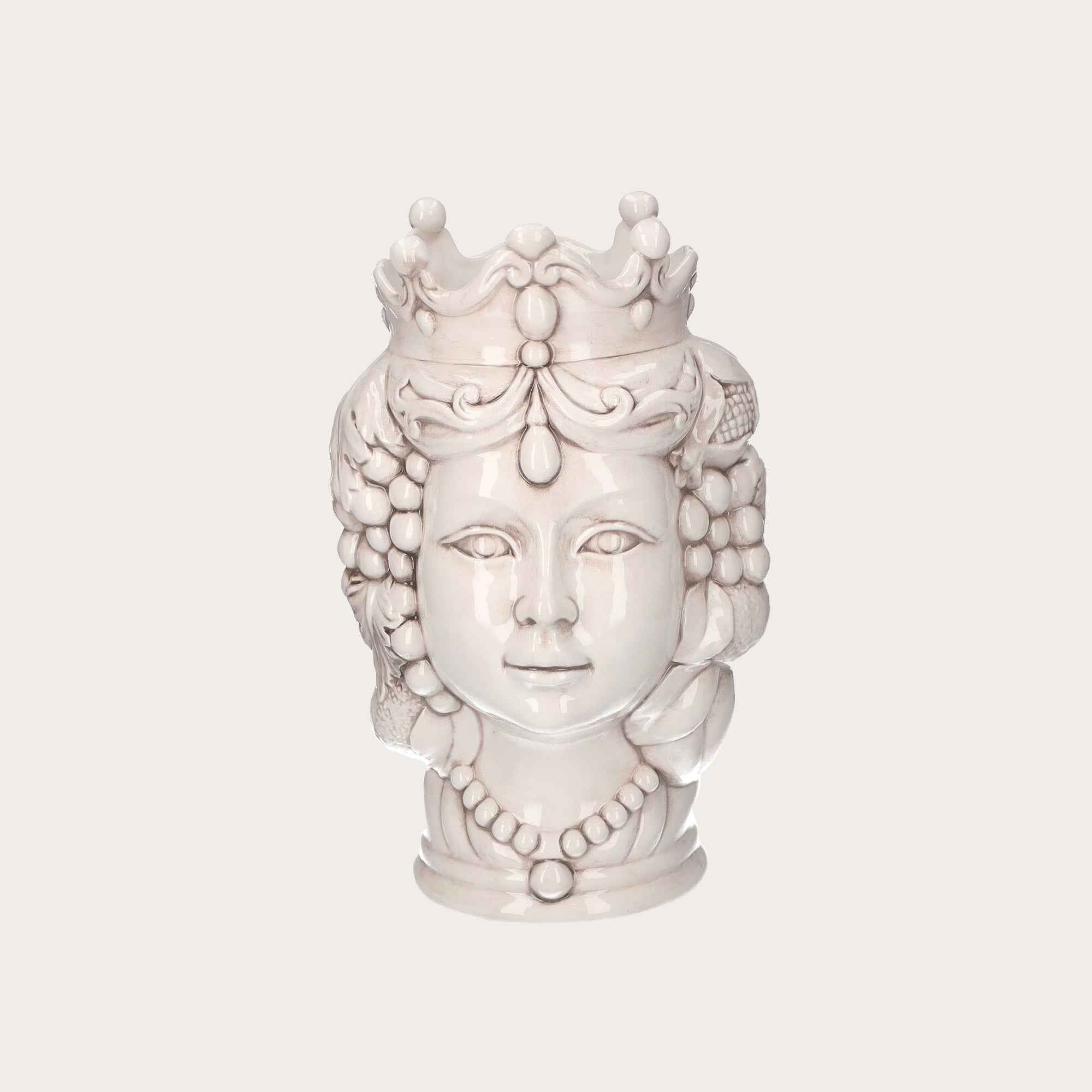 Vaso Testa di Moro Donna in Ceramica Anticata - Artigianato Made in Italy h. 38 cm