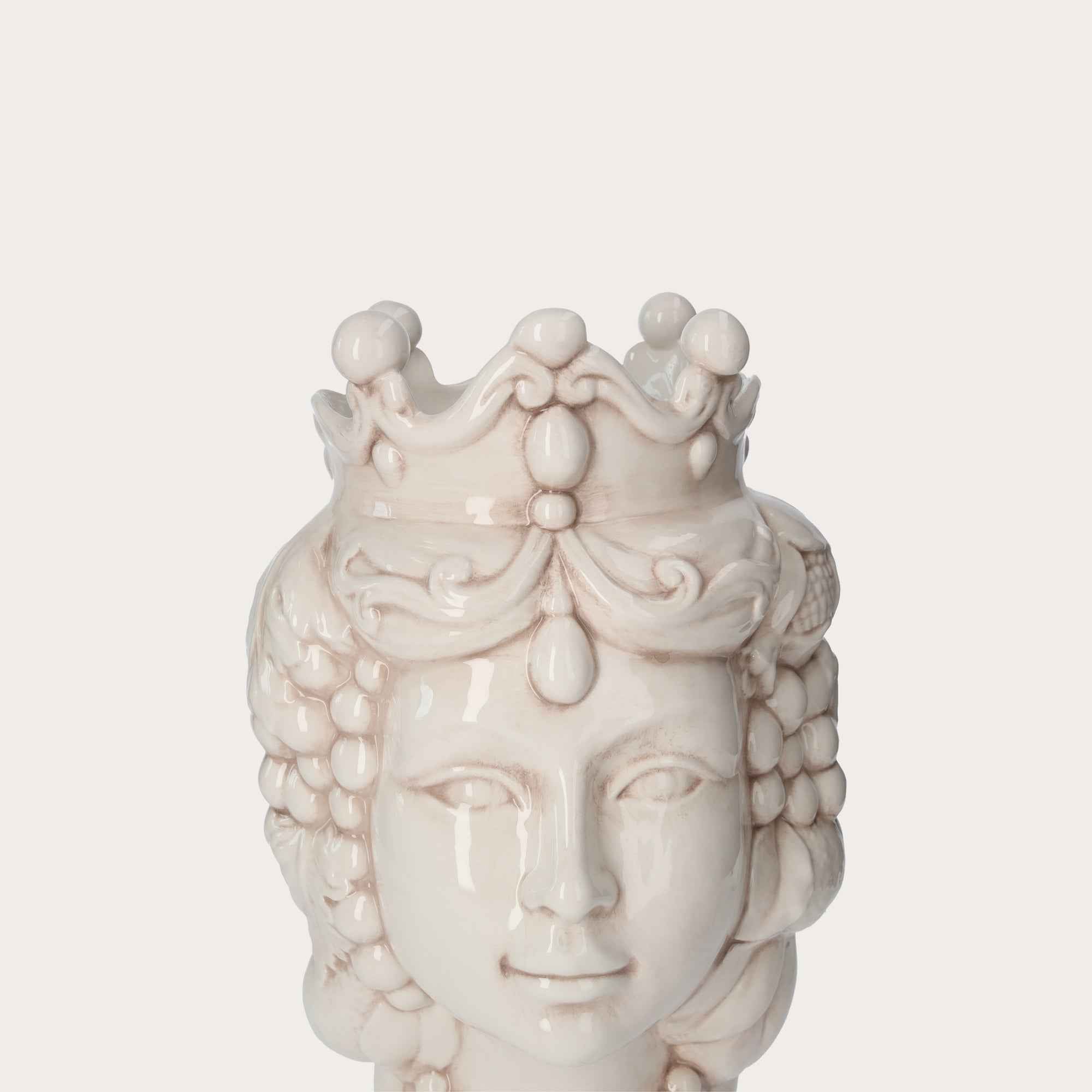 Vaso Testa di Moro Donna in Ceramica Anticata - Artigianato Made in Italy h. 38 cm