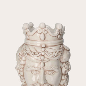 Vaso Testa di Moro Uomo in Ceramica Anticata - Artigianato Made in Italy h. 38 cm