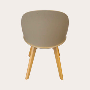 Set di 2 Sedie in Ecopelle Beige con Gambe in Legno
