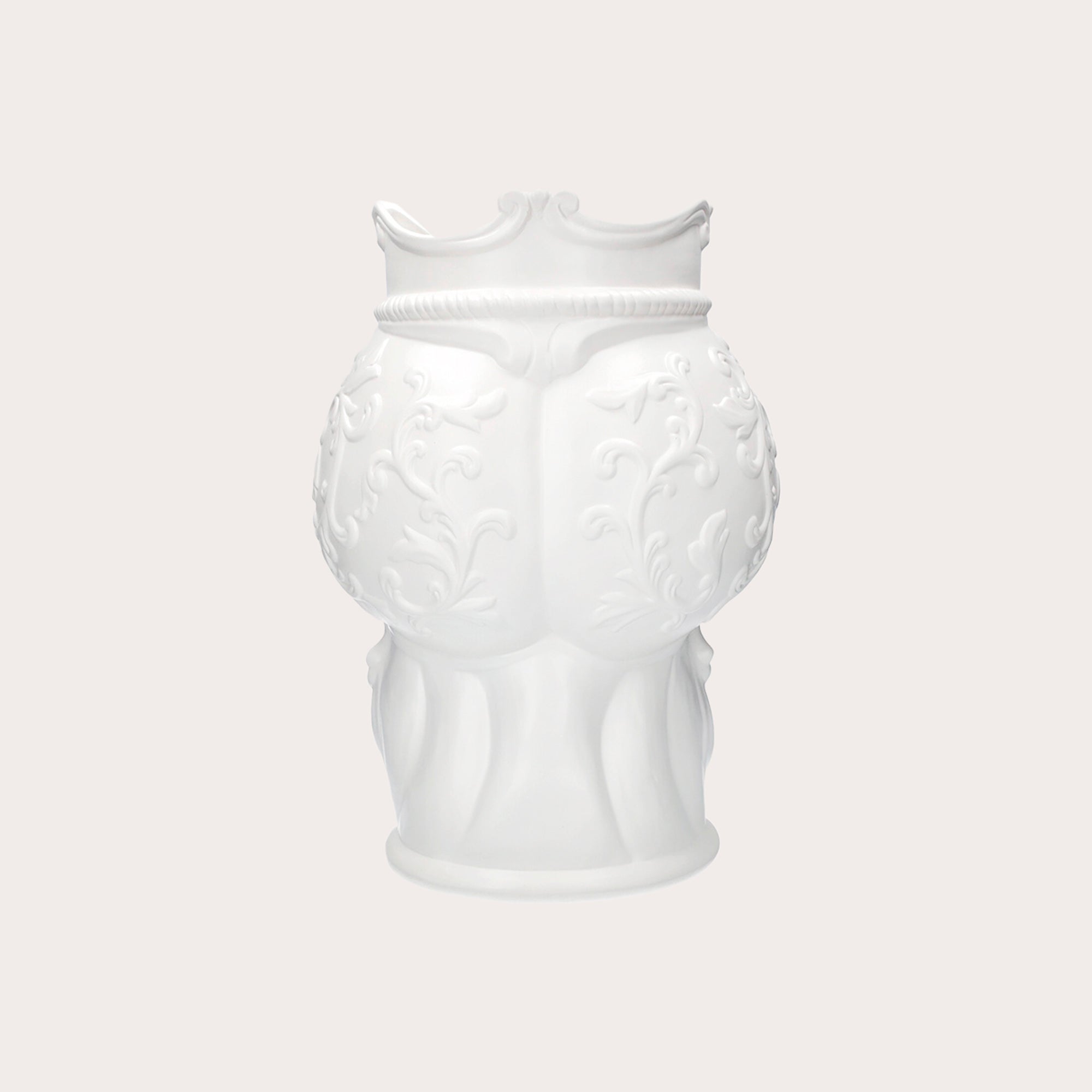 Vaso Testa di Moro Bianco con Labbra Arancioni