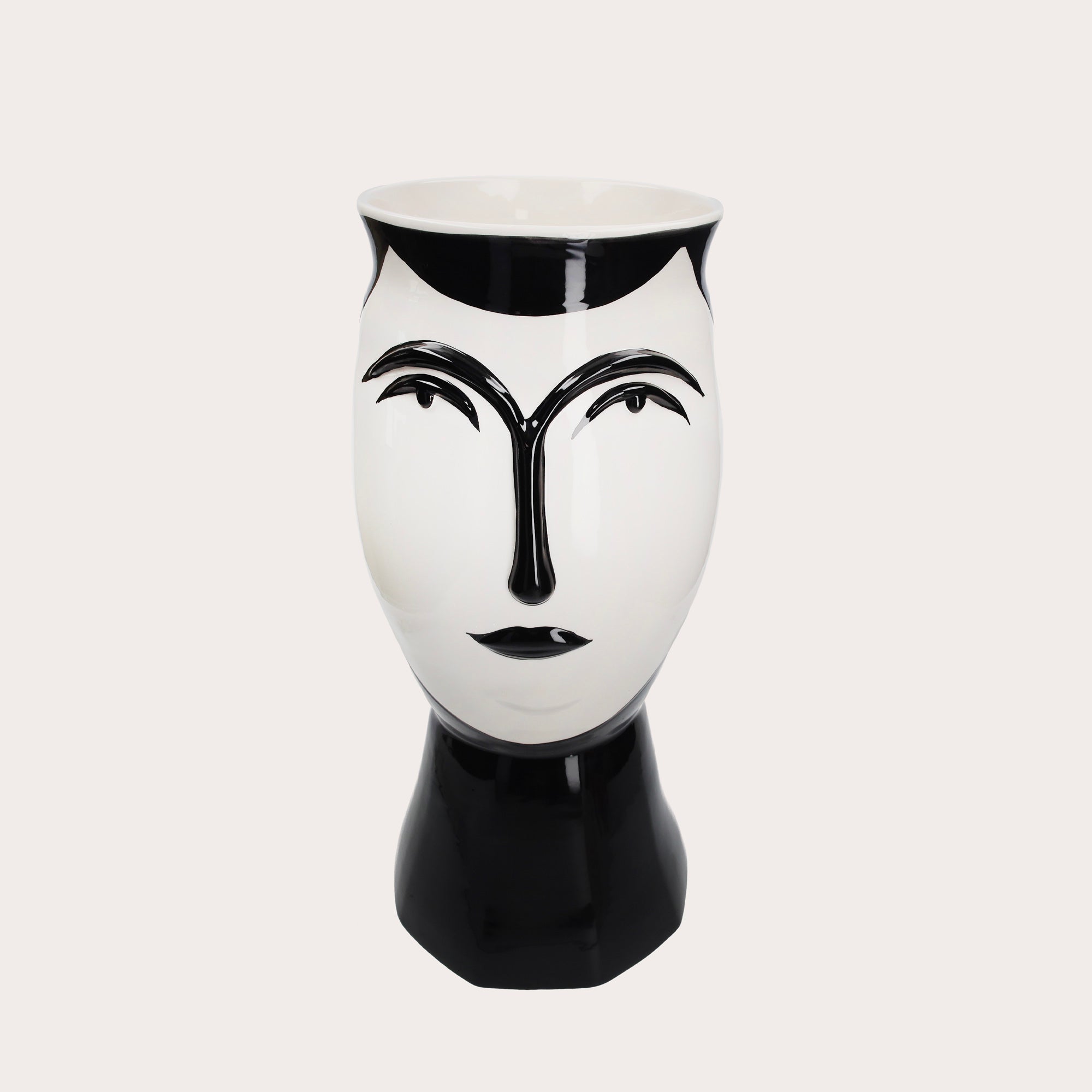 Vaso Volto Moderno in Ceramica Bianco e Nero