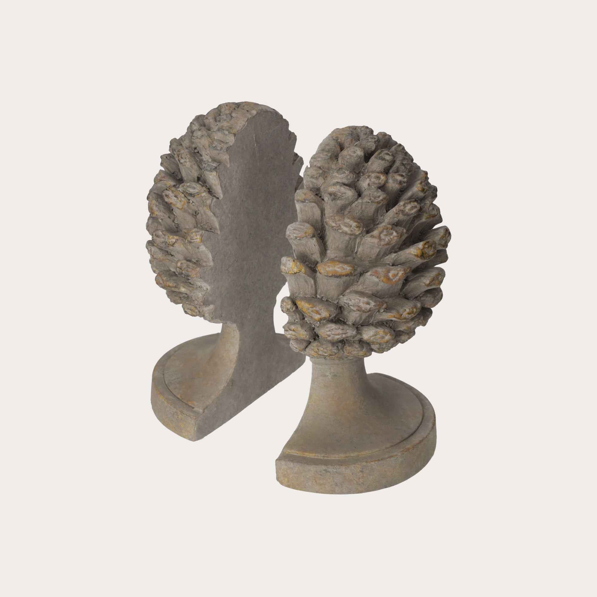 Fermalibri Pigna in Graniglia Grigia con Piedistallo – Elegante Accessorio da Libreria