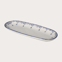 Piatto Ovale in Ceramica Stile Barocco Blu