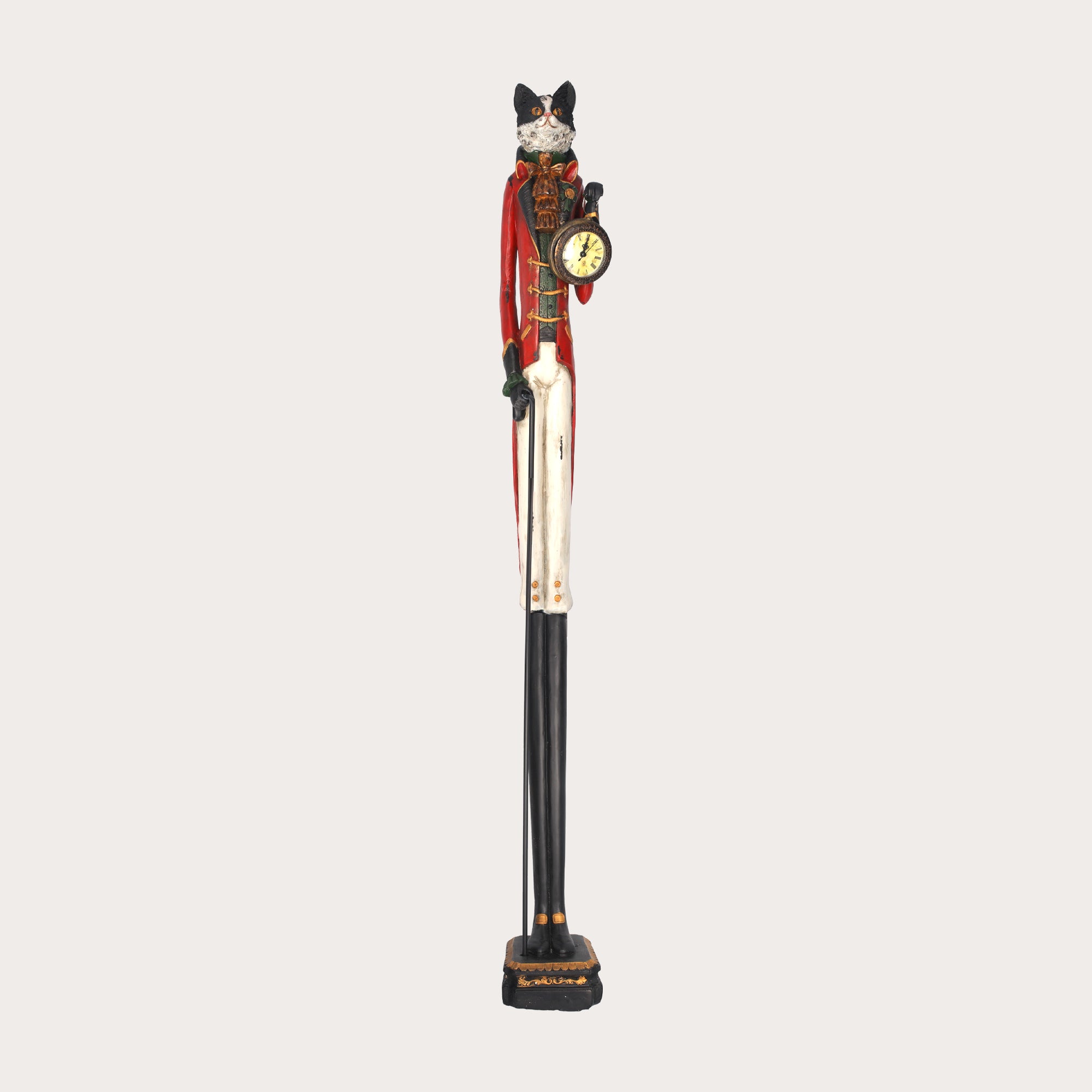Statua Gatto con Orologio in Resina H. 143 cm