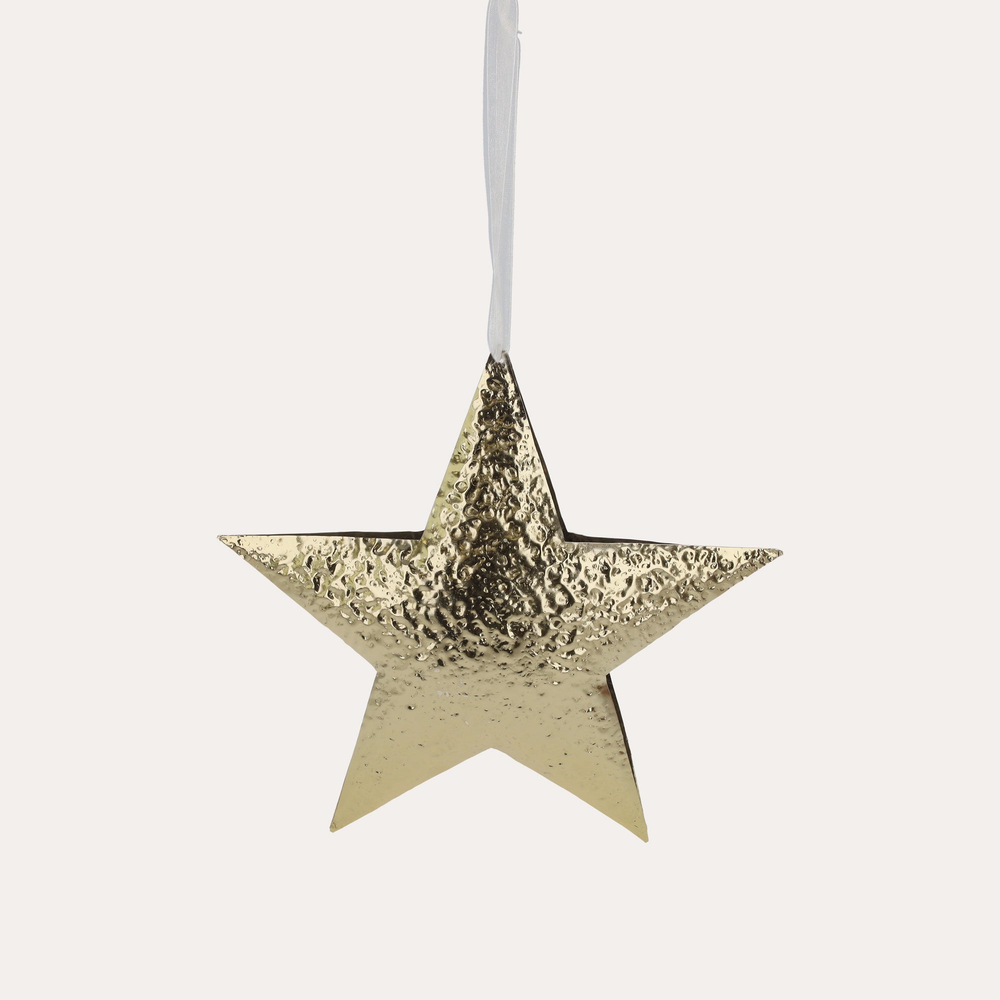 Decorazione Natalizia a Forma di Stella in Metallo Oro