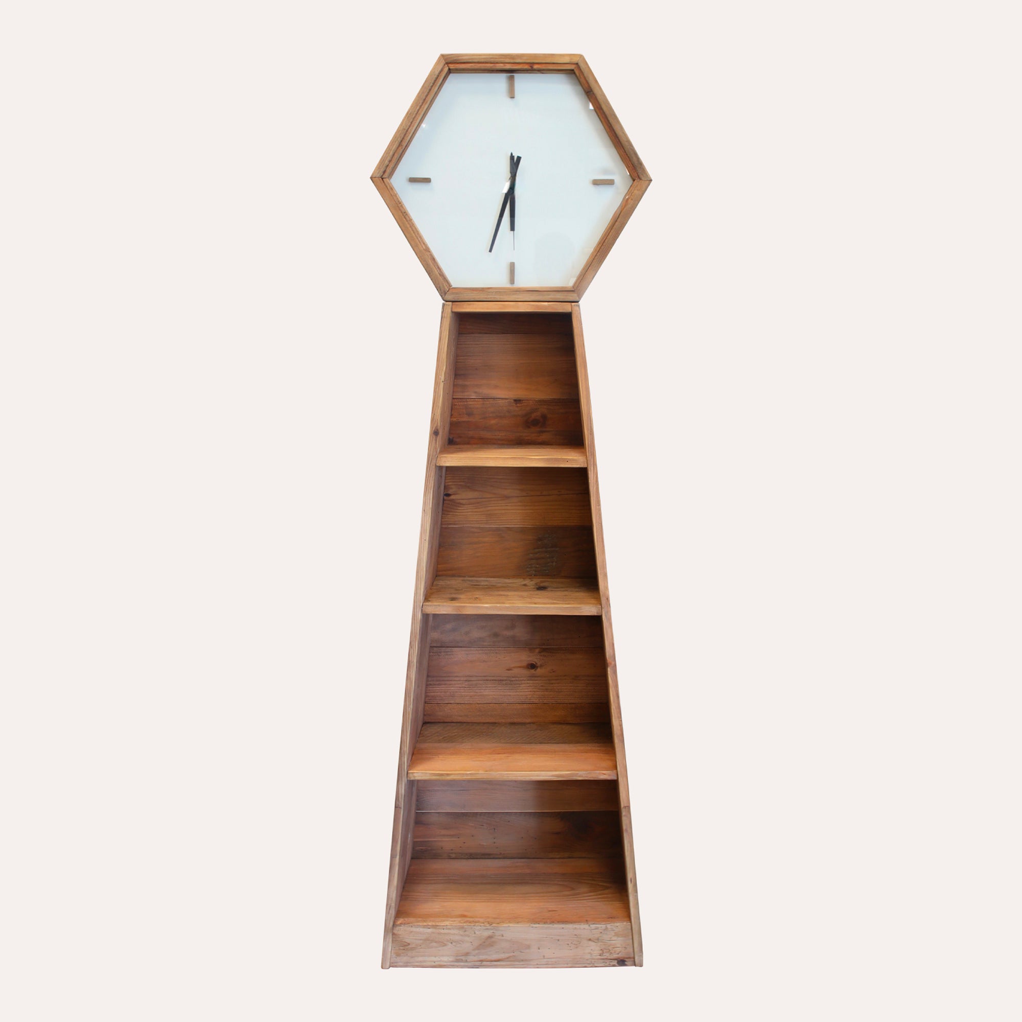 Libreria con orologio sagomato in Legno 55x28x180 cm