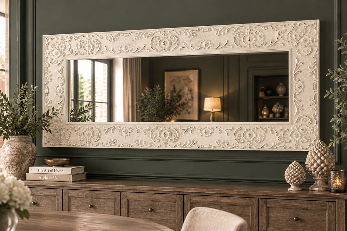 Specchio da Parete Bianco in Legno 60x150 cm