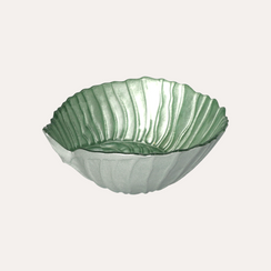 Set of 4 Shell Bowls in Green Glass Ø14 cm