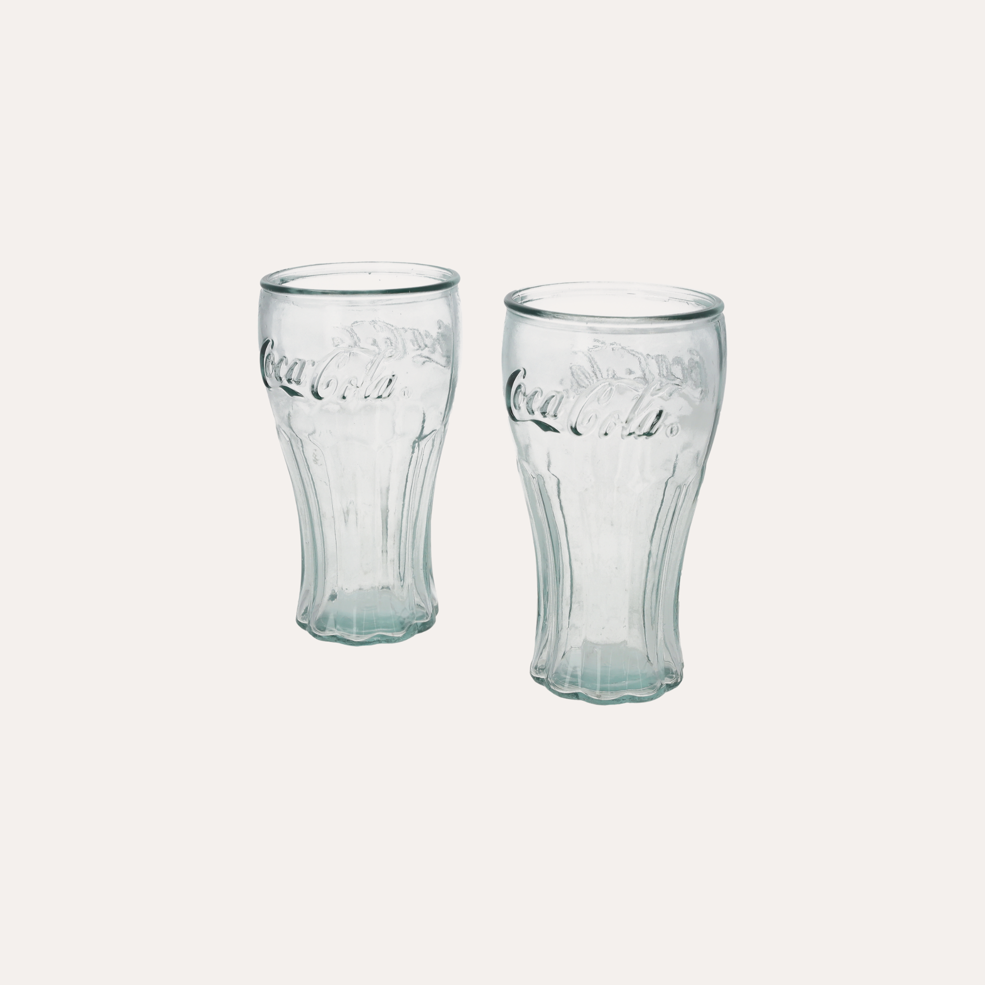 Set 2 Bicchieri in Vetro Stile Coca-Cola H16 cm Ø9 cm