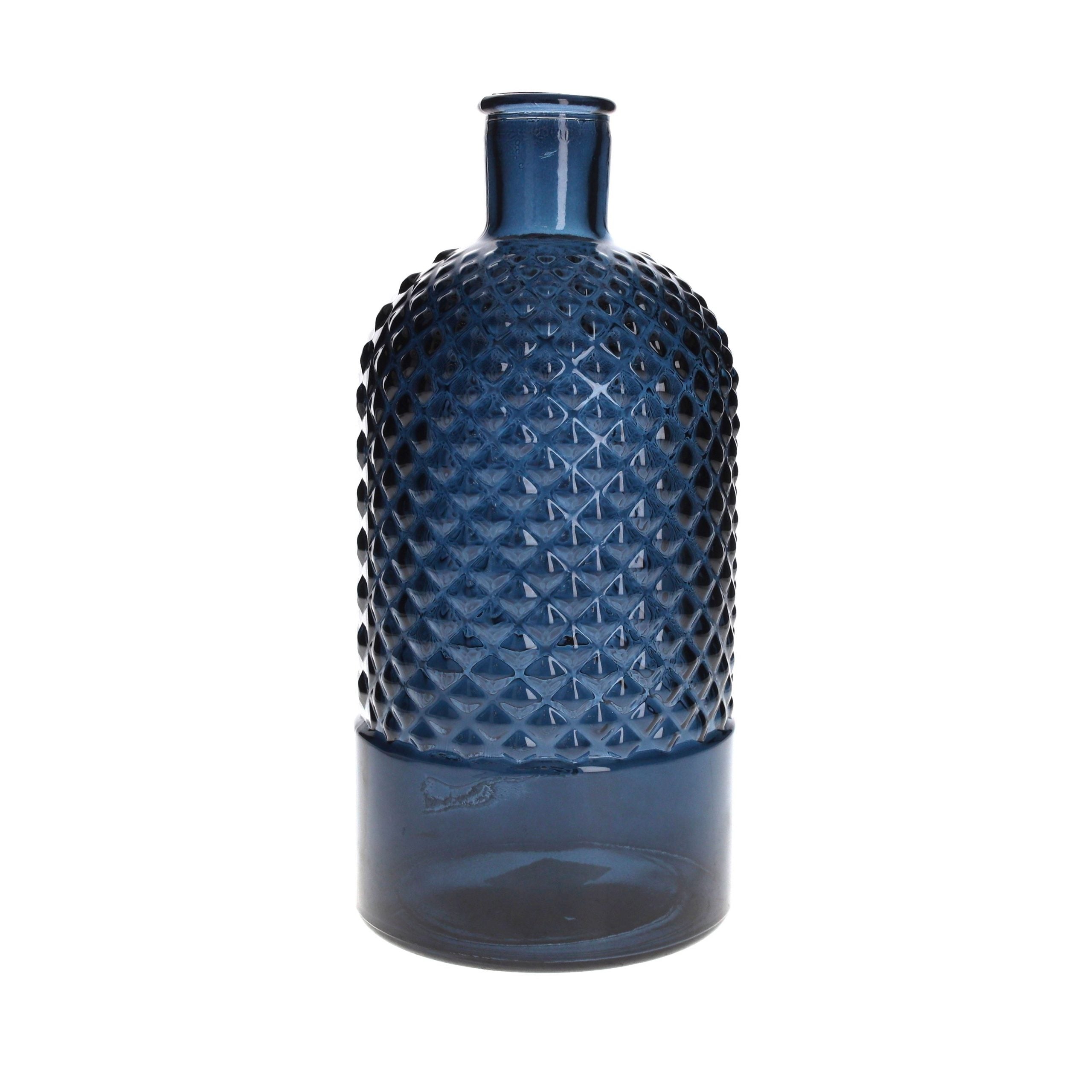 Vaso Bottiglia in Vetro Riciclato Blu Cobalto
