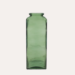 Vaso rettangolare in vetro di riciclo verde H45x14 cm